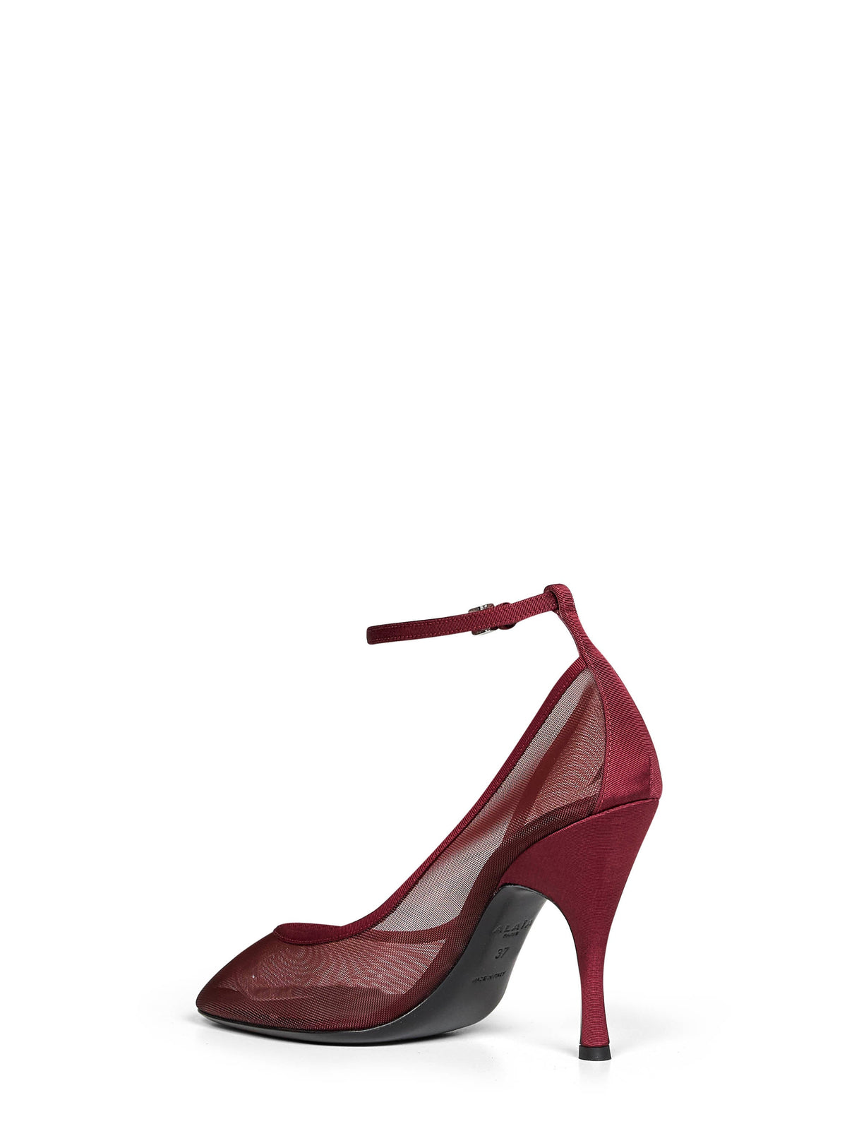 Alaïa Women Burgundy Mesh Strappy Pumps ALAIA