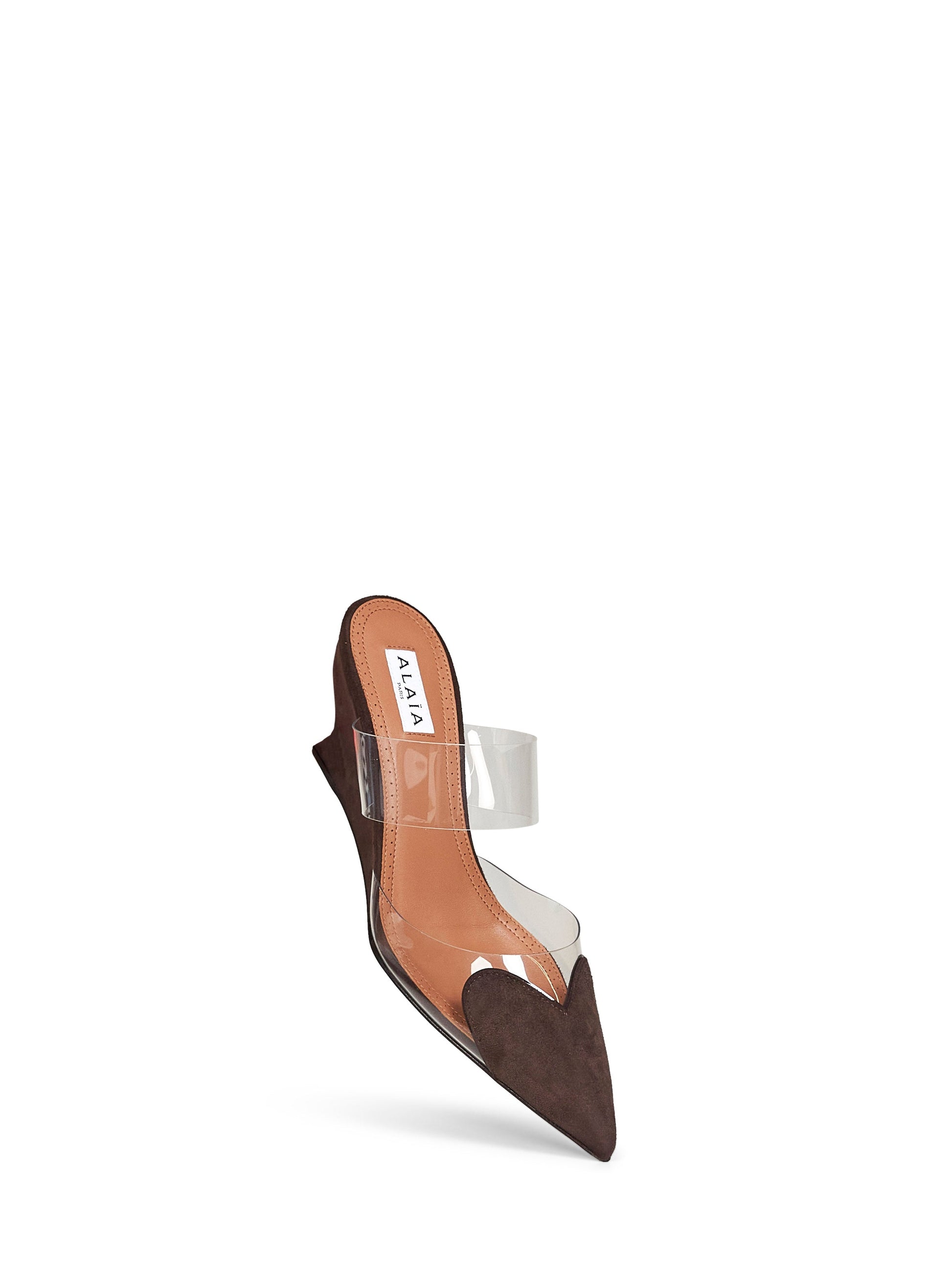 Alaïa Women Brown Le Coeur Wedge Mules ALAIA