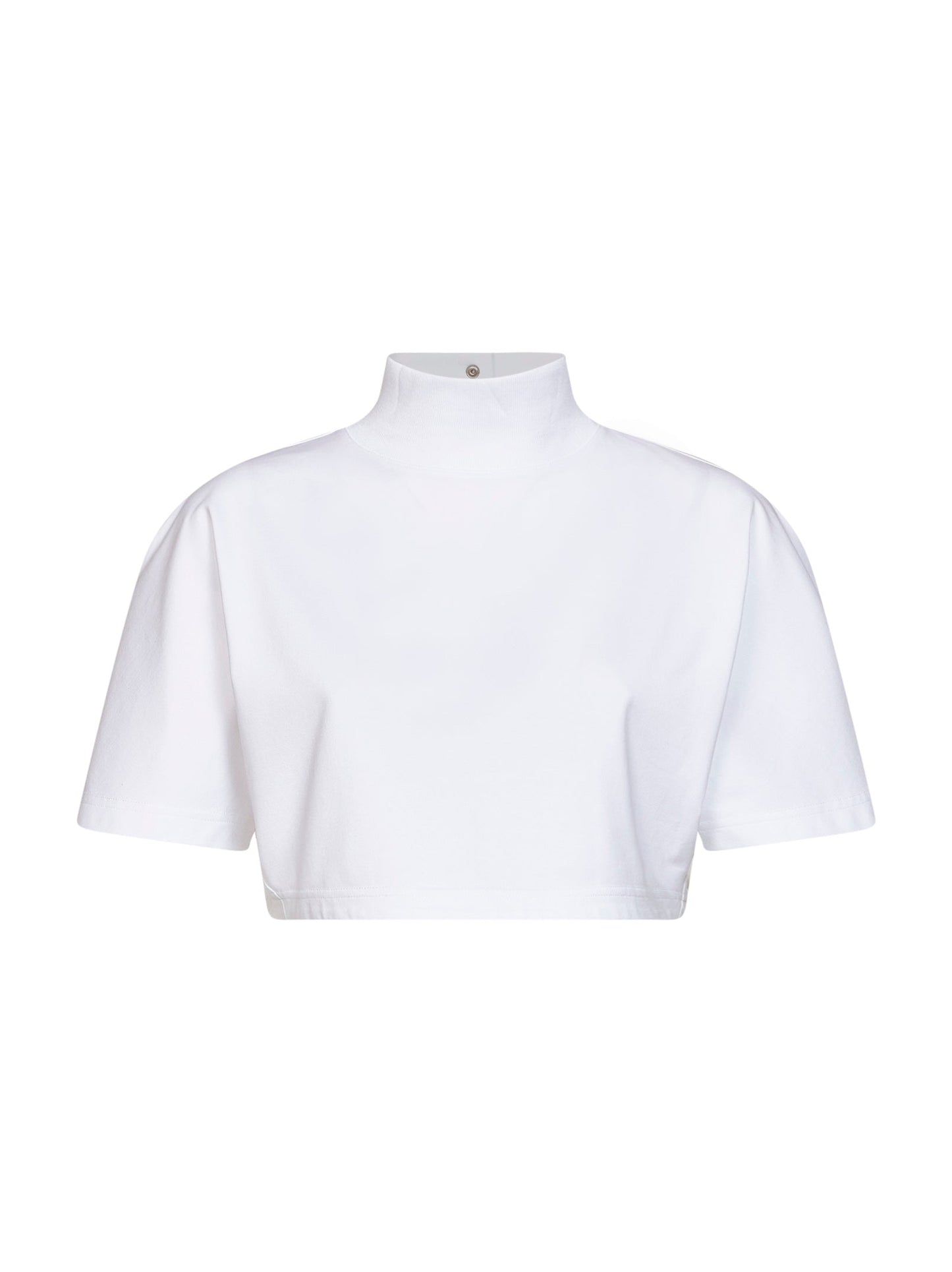 Alaïa Women White Cotton Jersey Cropped T-Shirt ALAIA