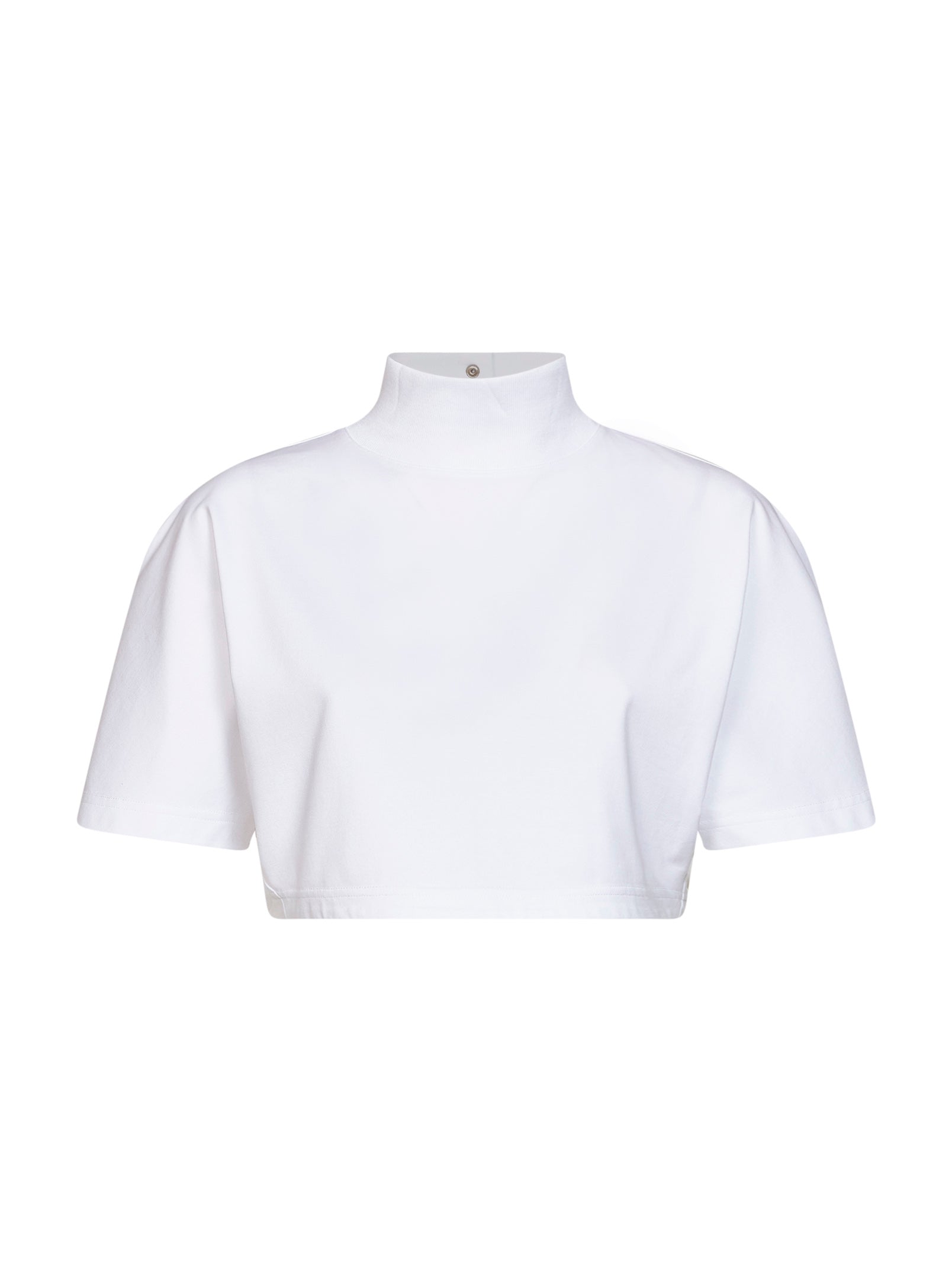 Alaïa Women White Cotton Jersey Cropped T-Shirt ALAIA