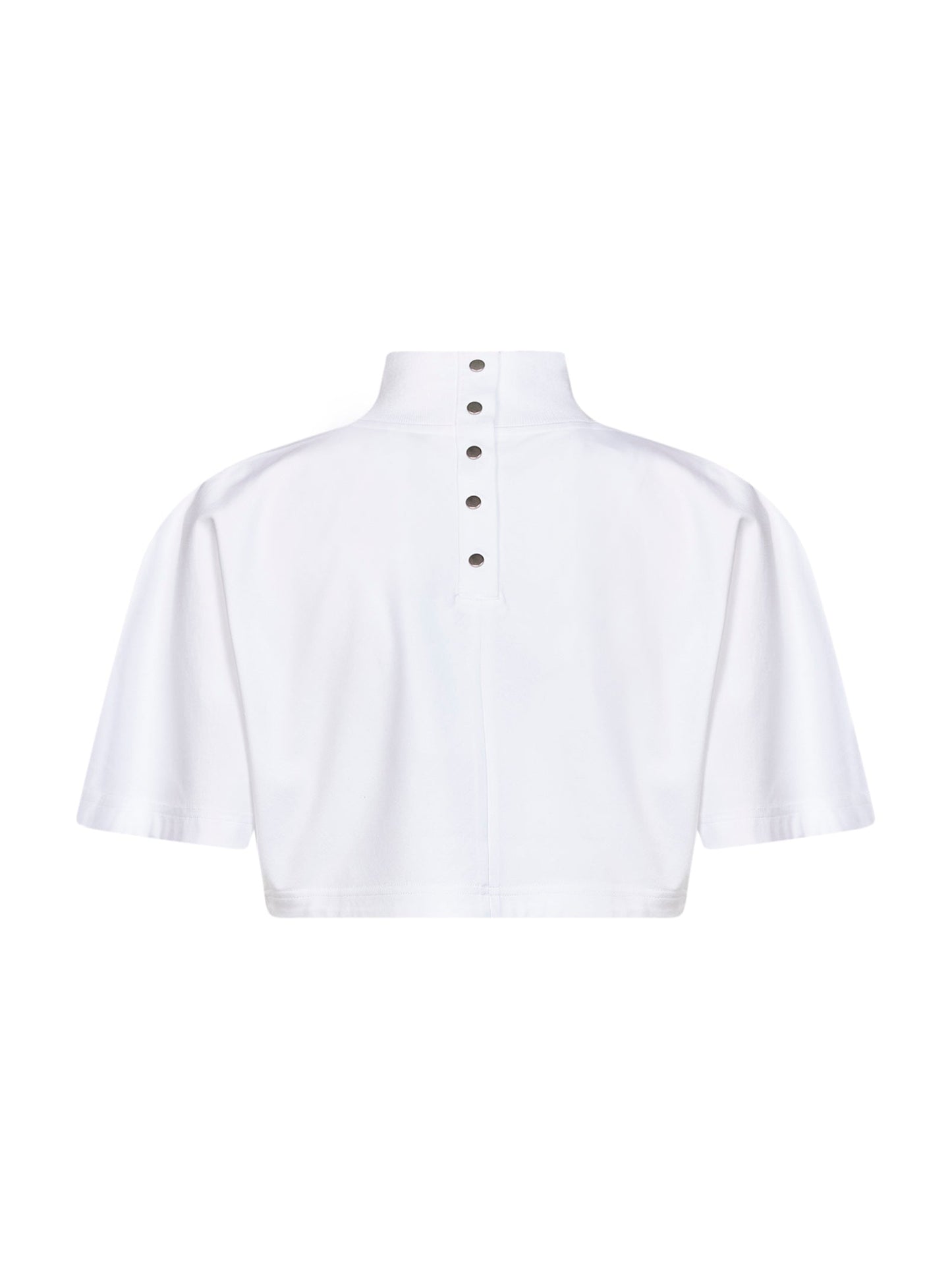 Alaïa Women White Cotton Jersey Cropped T-Shirt ALAIA