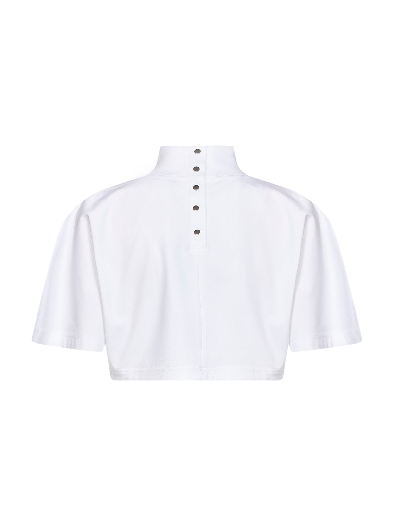 Alaïa Women White Cotton Jersey Cropped T-Shirt ALAIA