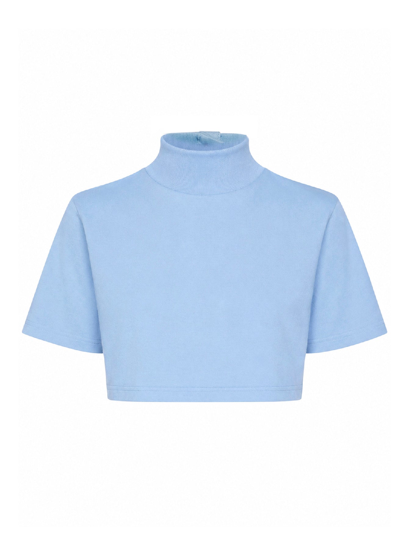 Alaïa Women Sky Blue Cotton Jersey Cropped T-Shirt ALAIA