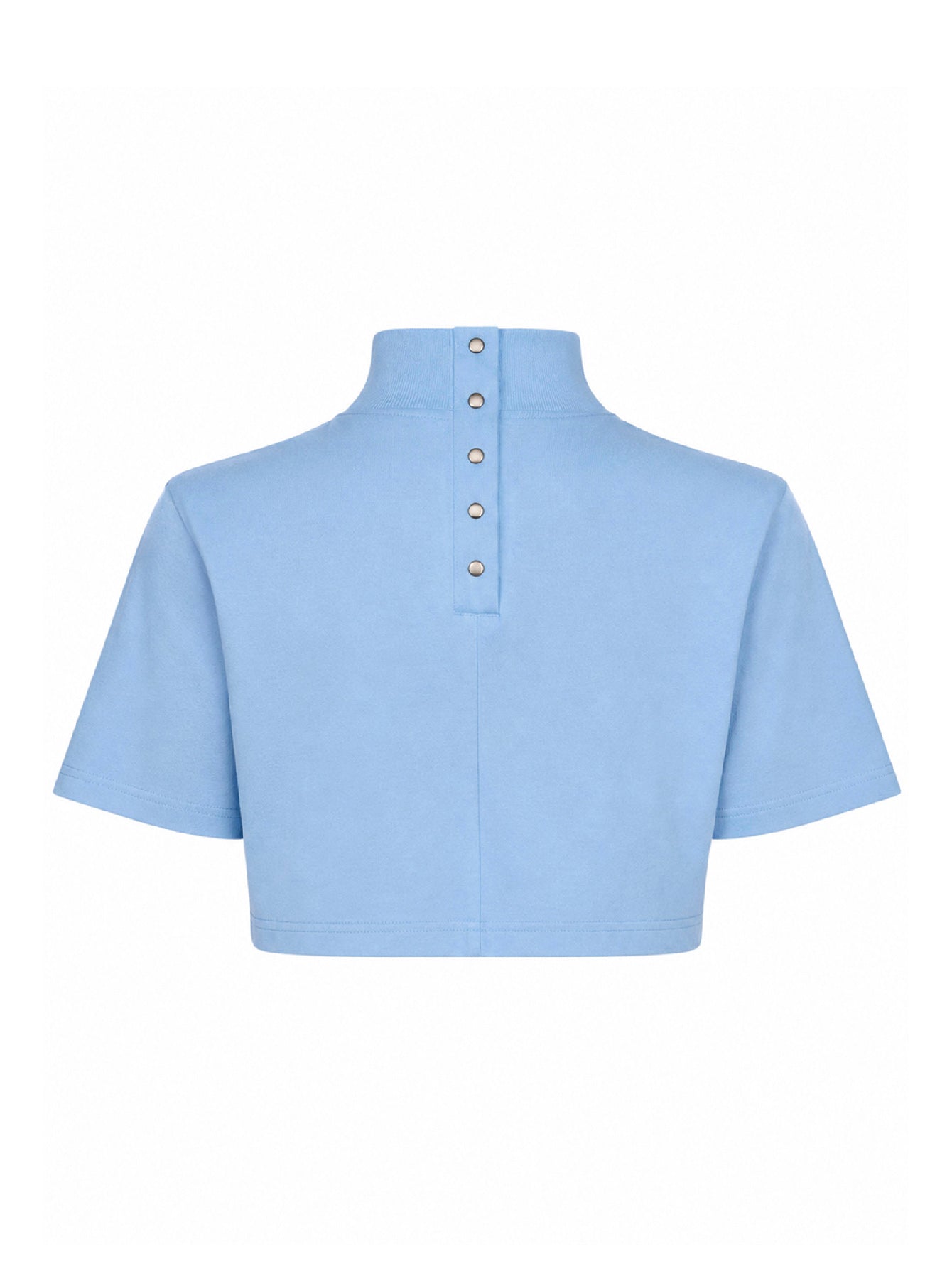 Alaïa Women Sky Blue Cotton Jersey Cropped T-Shirt ALAIA