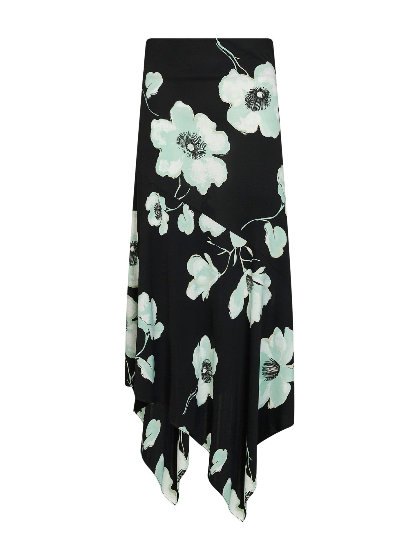 Alaïa Women Black And Aqua Printed Jersey Asymmetric Midi Skirt ALAIA