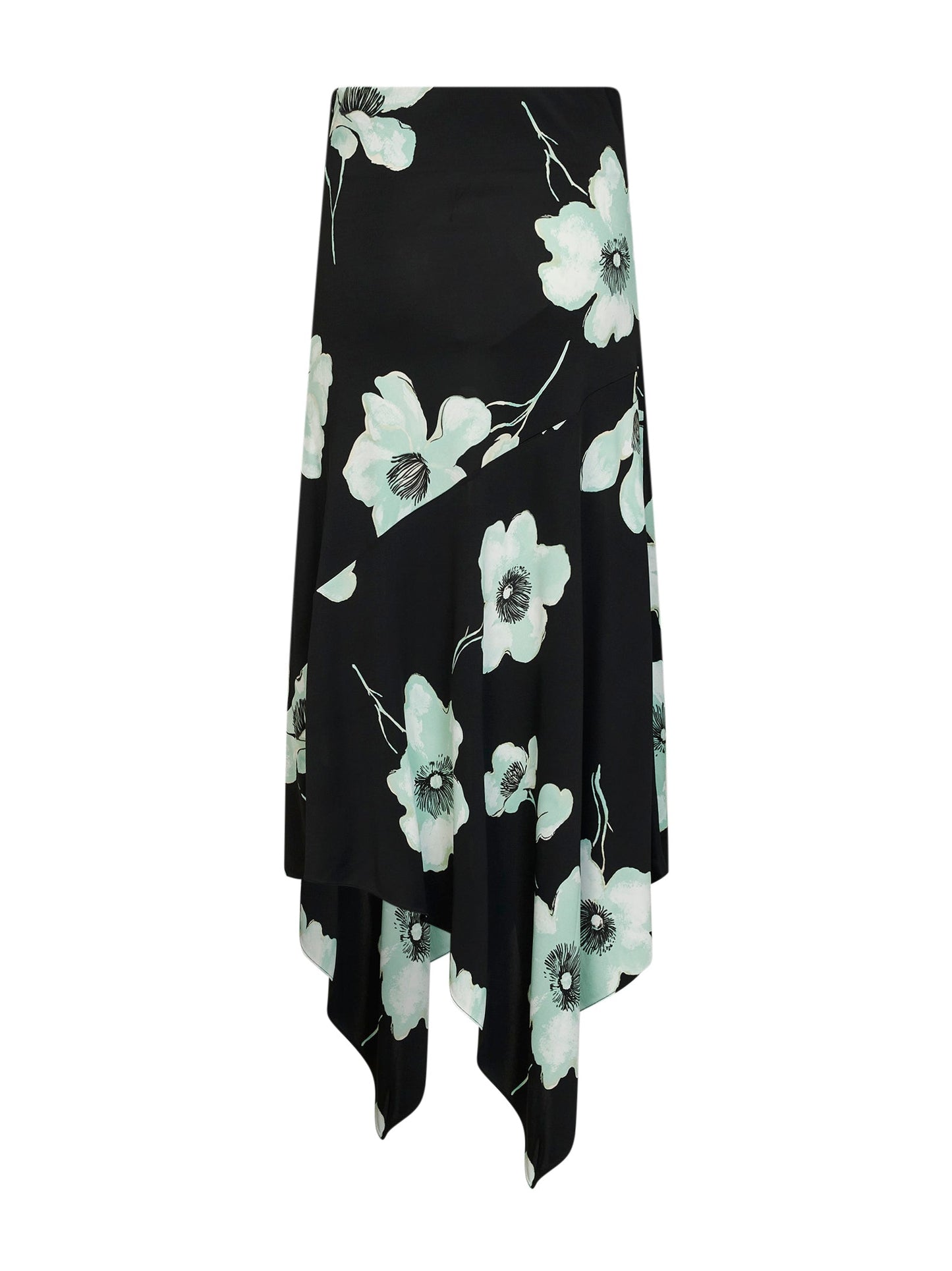 Alaïa Women Black And Aqua Printed Jersey Asymmetric Midi Skirt ALAIA