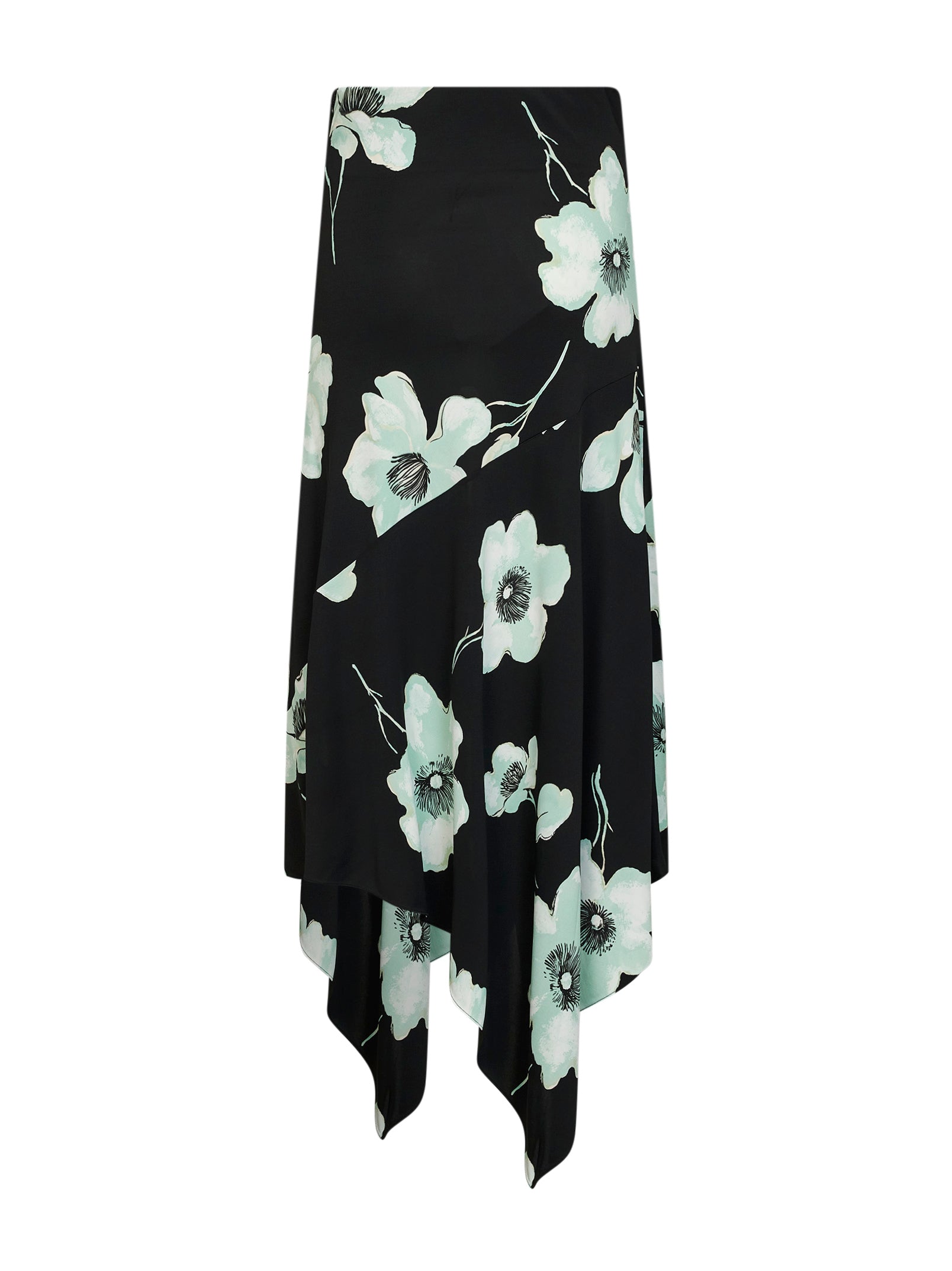 Alaïa Women Black And Aqua Printed Jersey Asymmetric Midi Skirt ALAIA