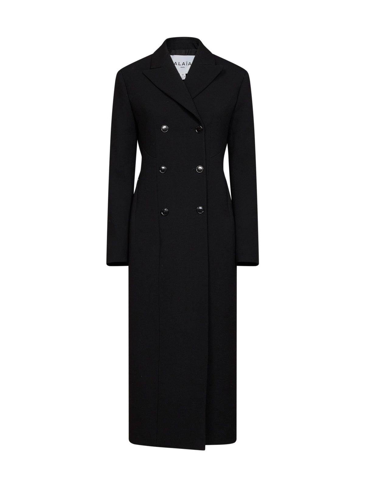 Alaïa Women Black Wool Crêpe Double-Breasted Tailored Coat ALAIA