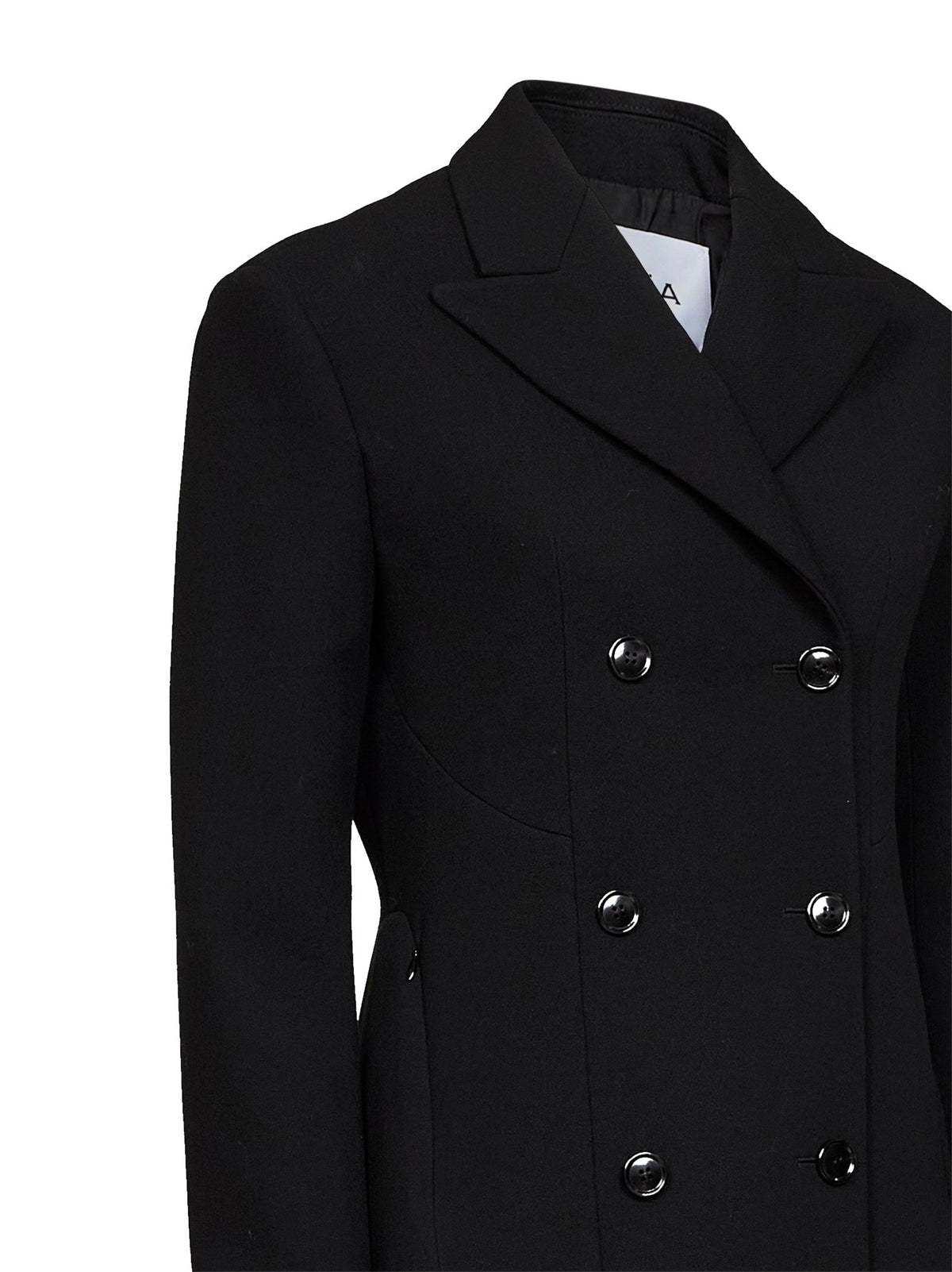 Alaïa Women Black Wool Crêpe Double-Breasted Tailored Coat ALAIA