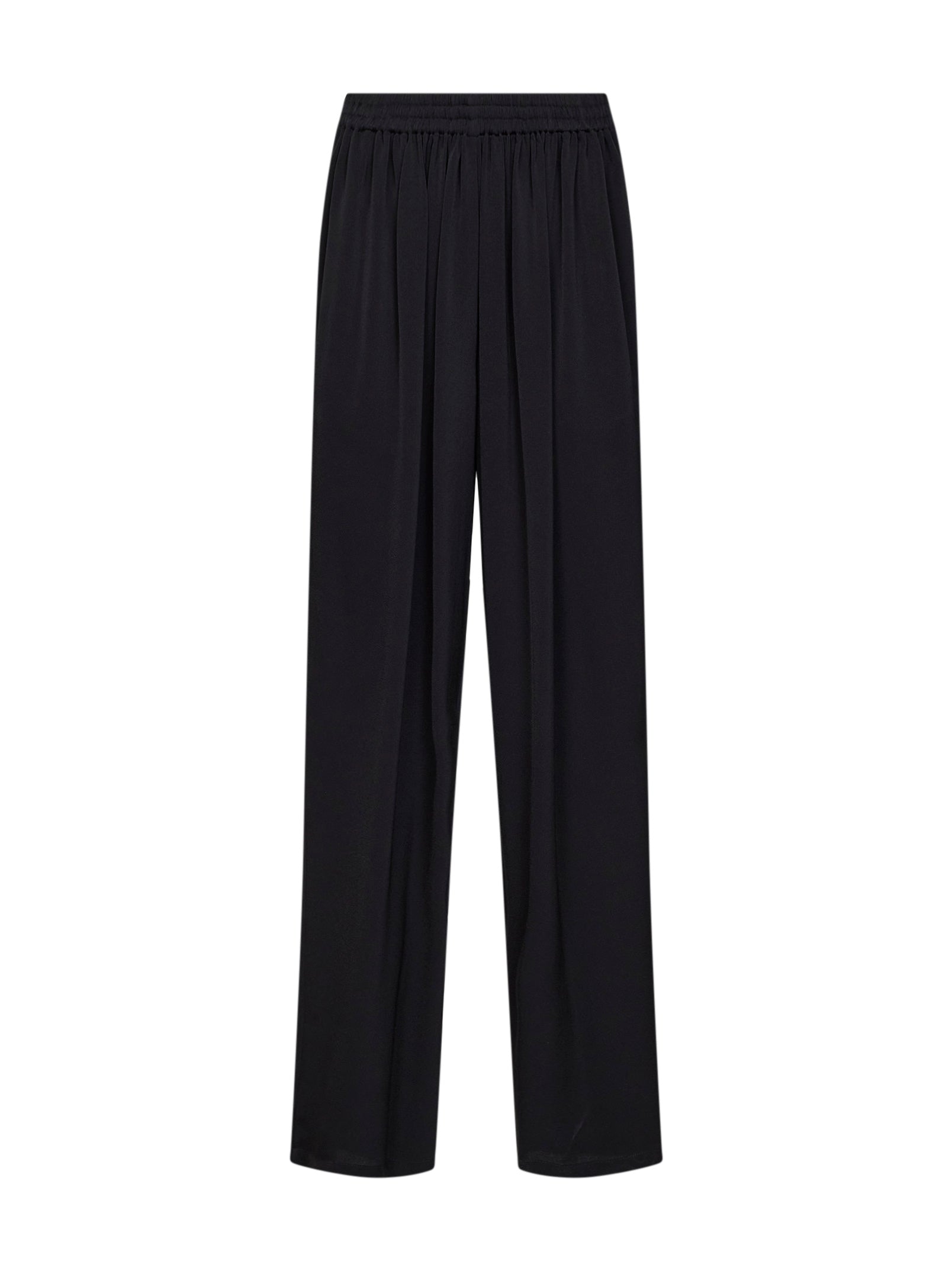 Alaïa Women Black Cady Straight Trousers With Contrasting Bands ALAIA