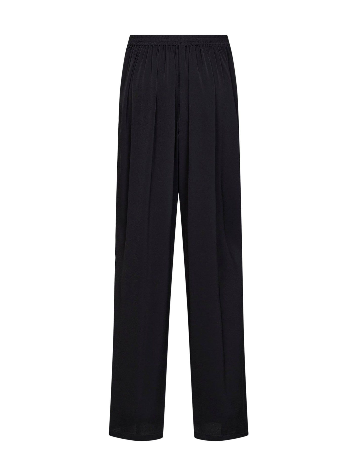 Alaïa Women Black Cady Straight Trousers With Contrasting Bands ALAIA
