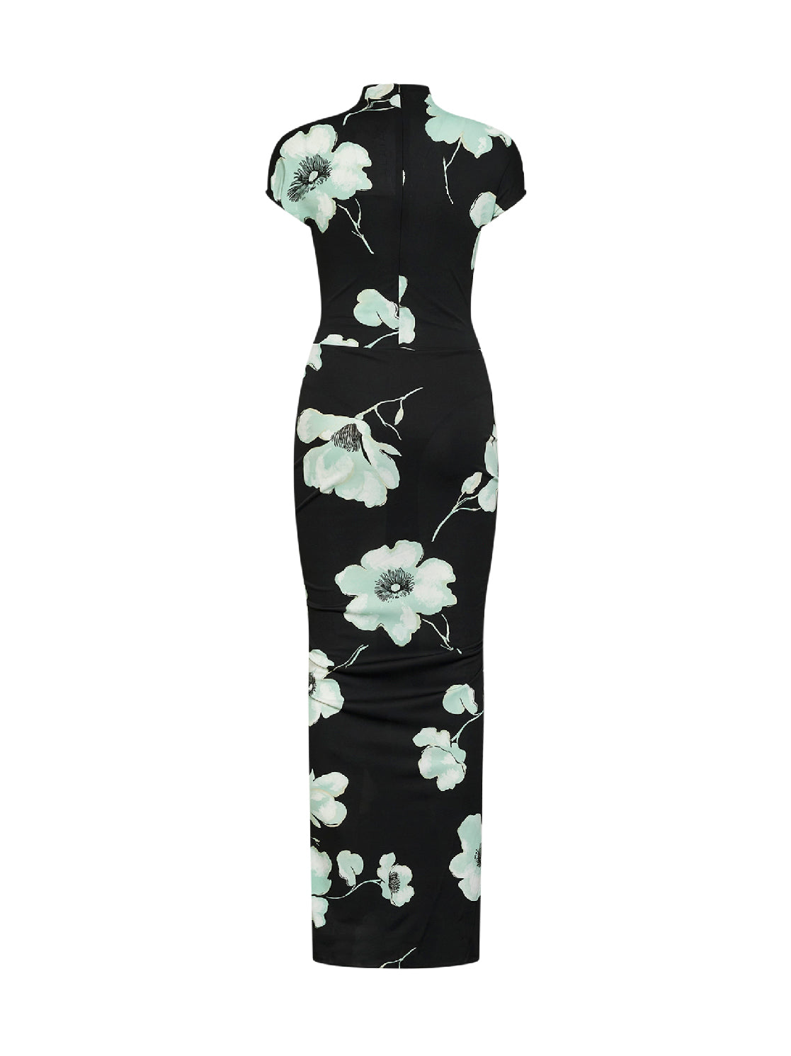 Alaïa Women Black And Aqua Printed Jersey Long Draped Dress ALAIA