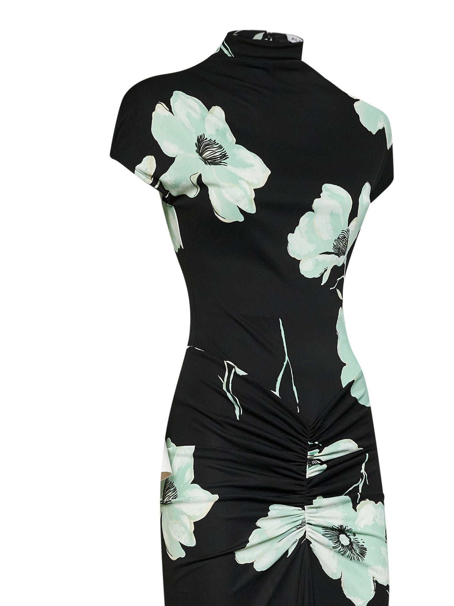 Alaïa Women Black And Aqua Printed Jersey Long Draped Dress ALAIA