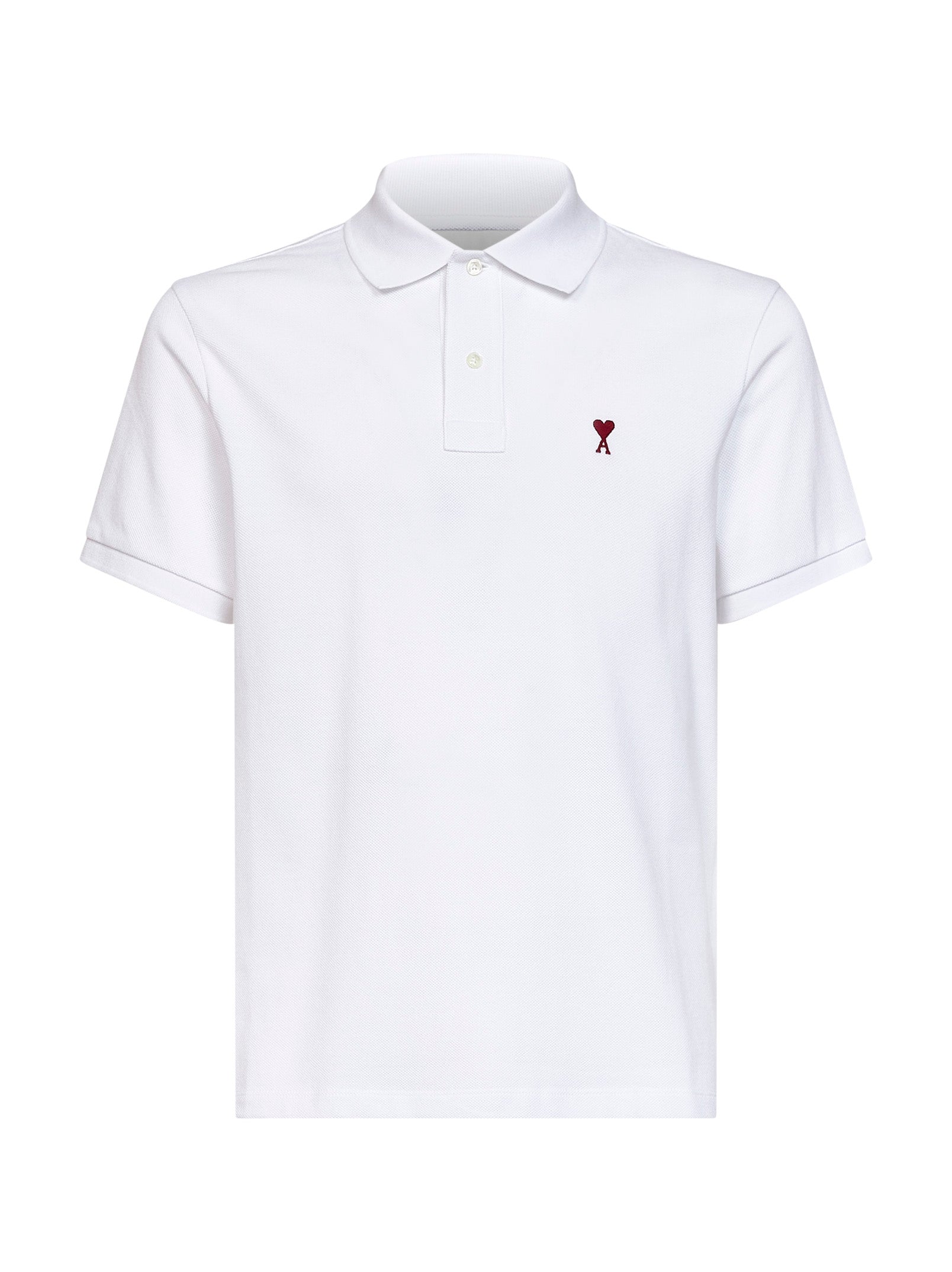 Ami Paris Men White Cotton Piqué Ami De Cœur Polo Shirt AMI PARIS