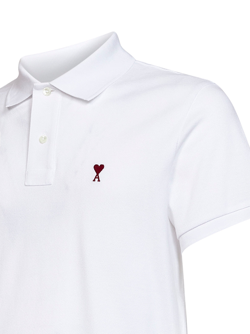 Ami Paris Men White Cotton Piqué Ami De Cœur Polo Shirt AMI PARIS