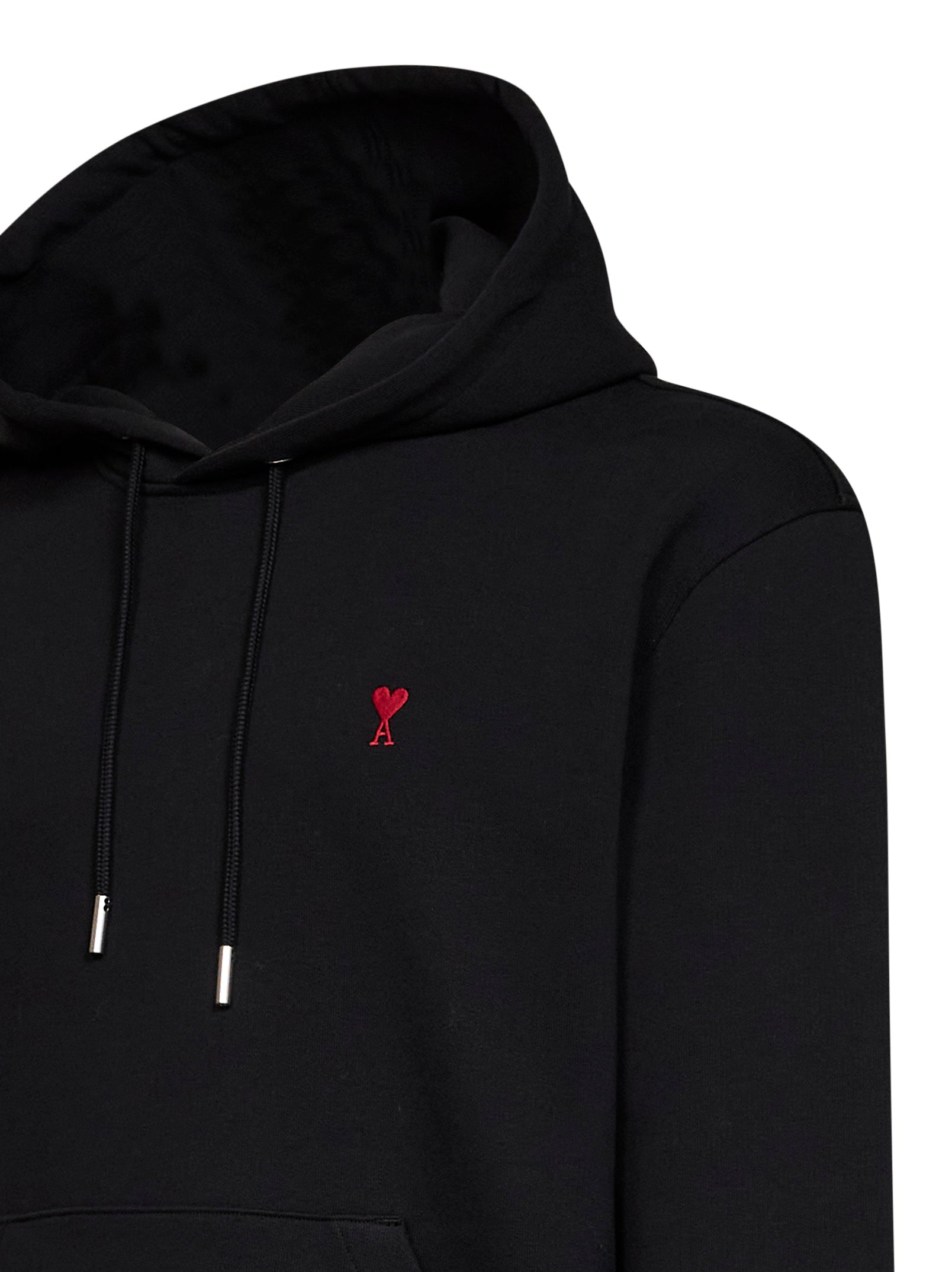 Ami Paris Men Black Cotton Ami De Cœur Hoodie AMI PARIS