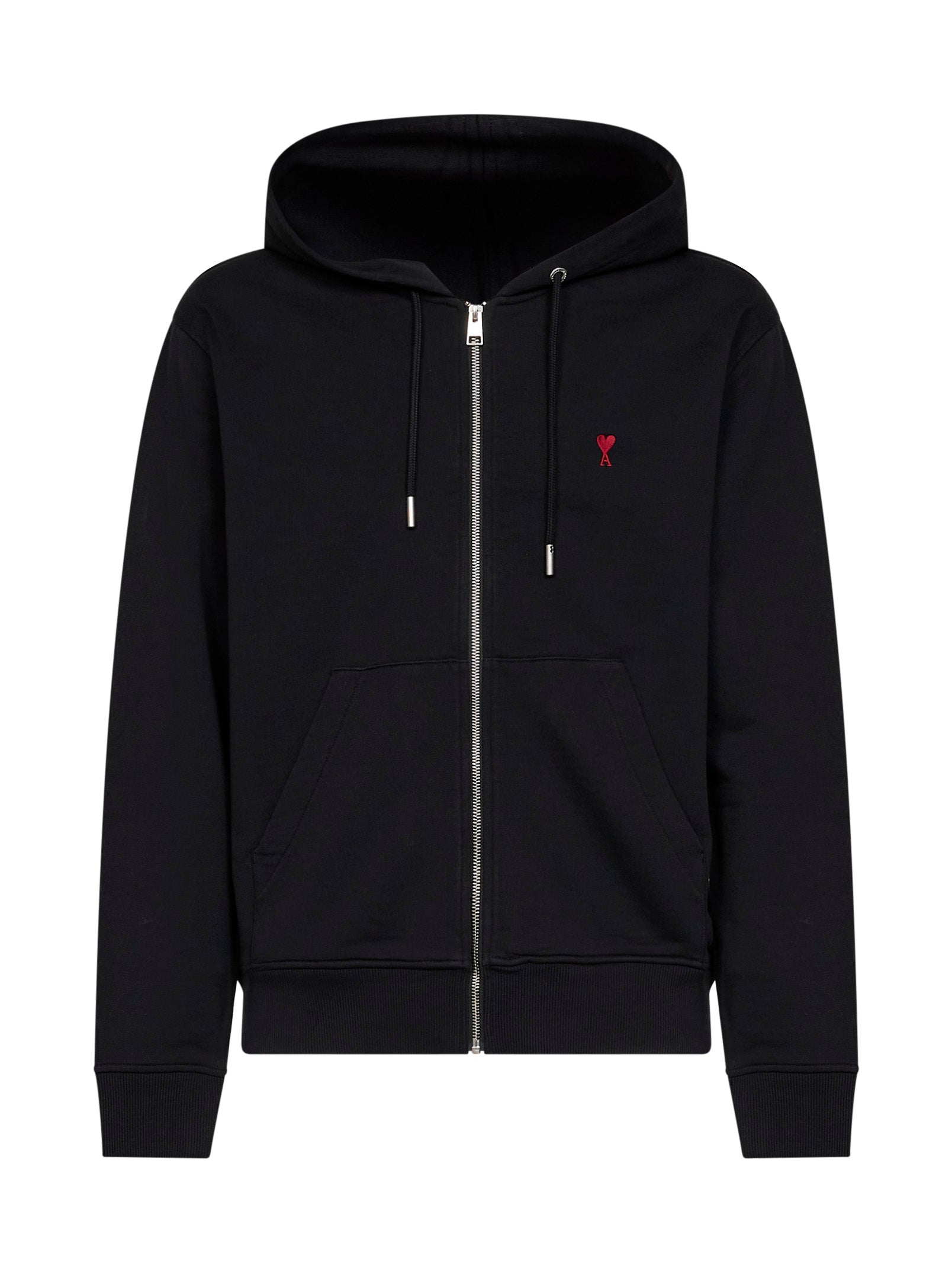 Ami Paris Men Black Cotton Ami De Cœur Zip-Up Hoodie AMI PARIS