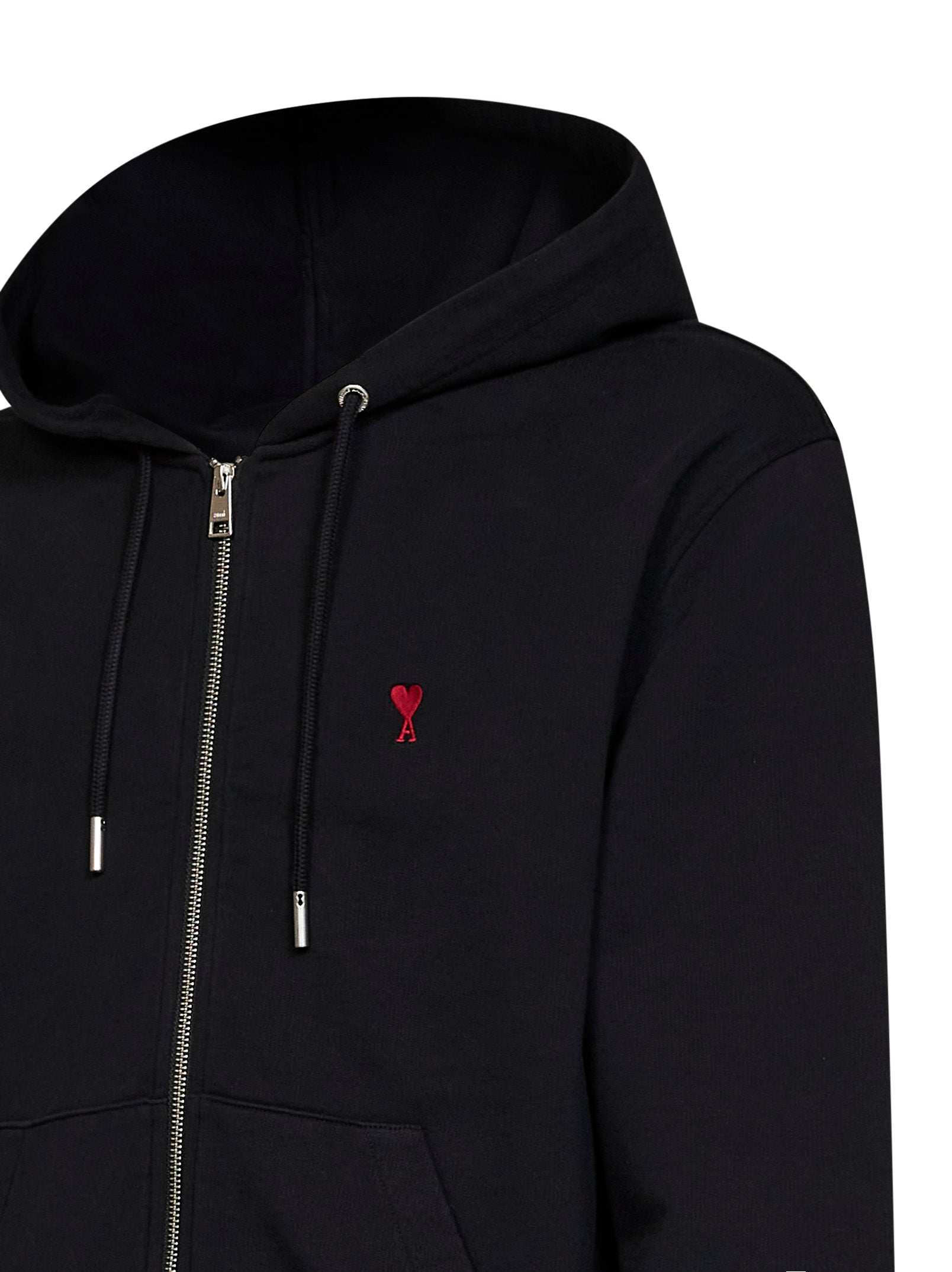 Ami Paris Men Black Cotton Ami De Cœur Zip-Up Hoodie AMI PARIS