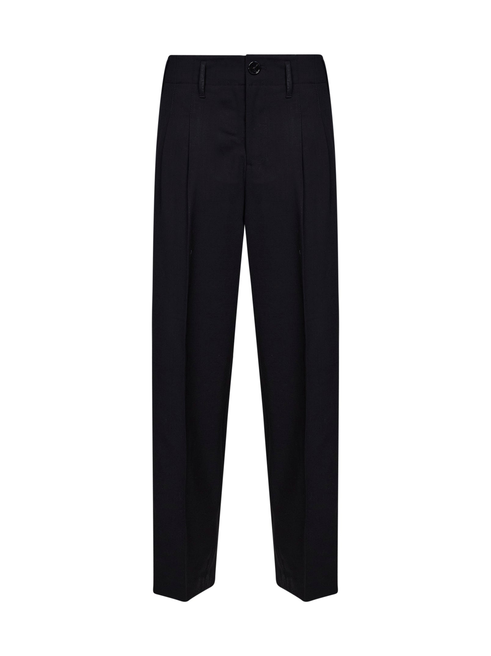 Ami Paris Women Black Virgin Wool Double-Pleat Trousers AMI PARIS