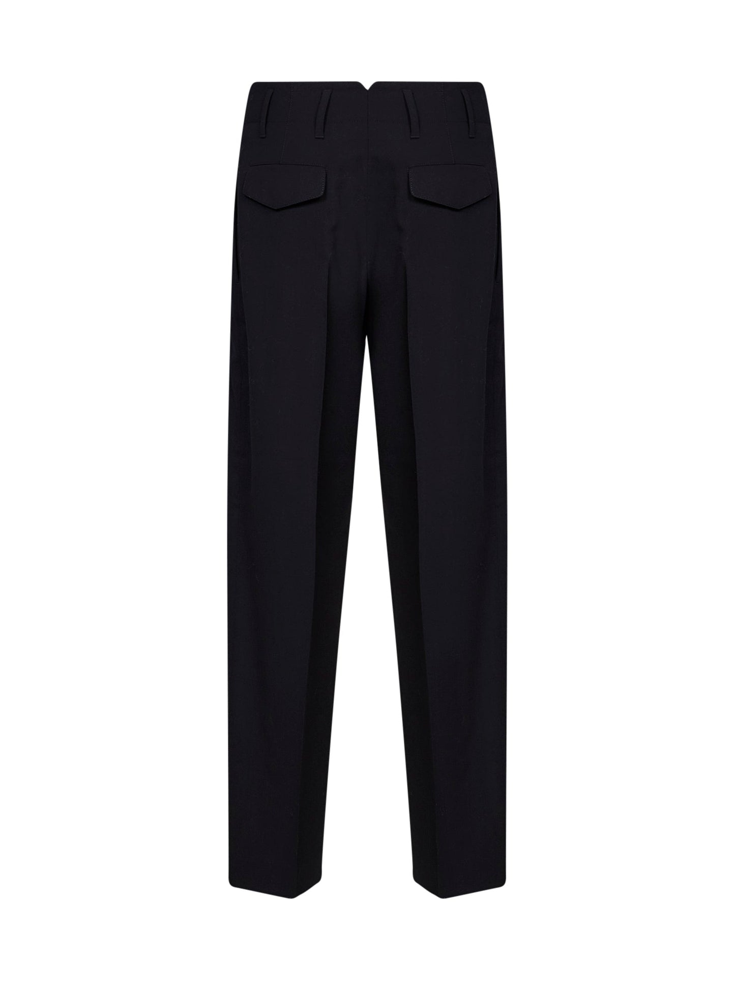 Ami Paris Women Black Virgin Wool Double-Pleat Trousers AMI PARIS