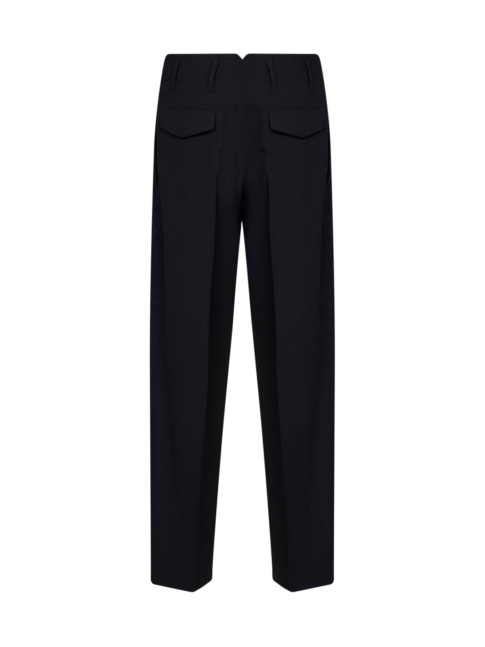 Ami Paris Women Black Virgin Wool Double-Pleat Trousers AMI PARIS
