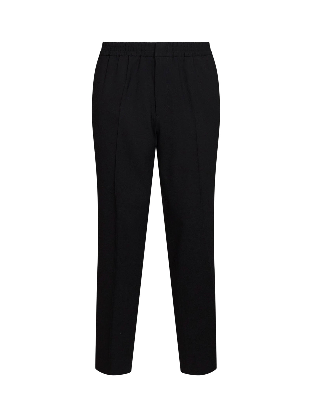Ami Paris Men Black Wool Serge Trousers With Elasticated Waistband AMI PARIS