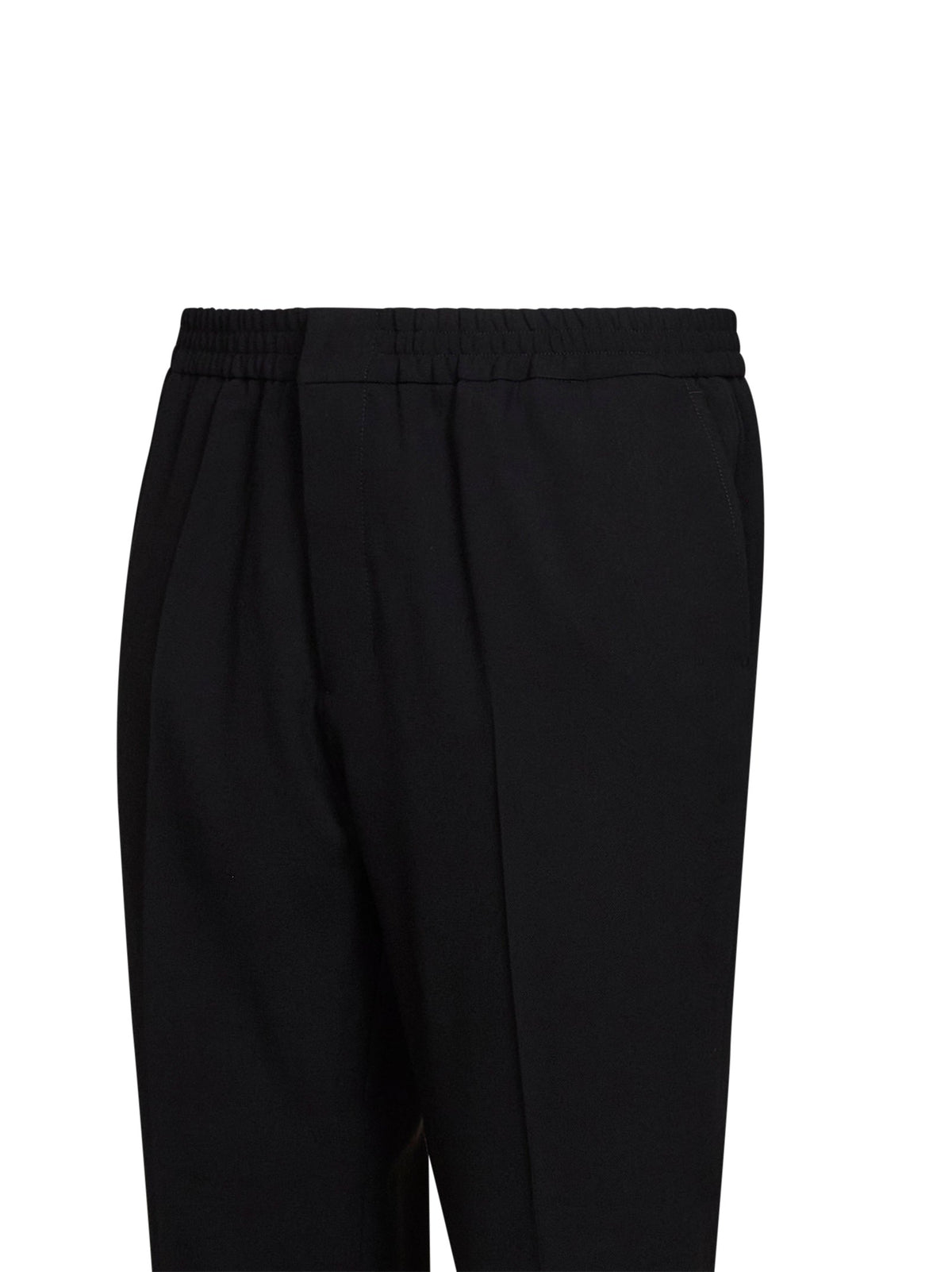 Ami Paris Men Black Wool Serge Trousers With Elasticated Waistband AMI PARIS