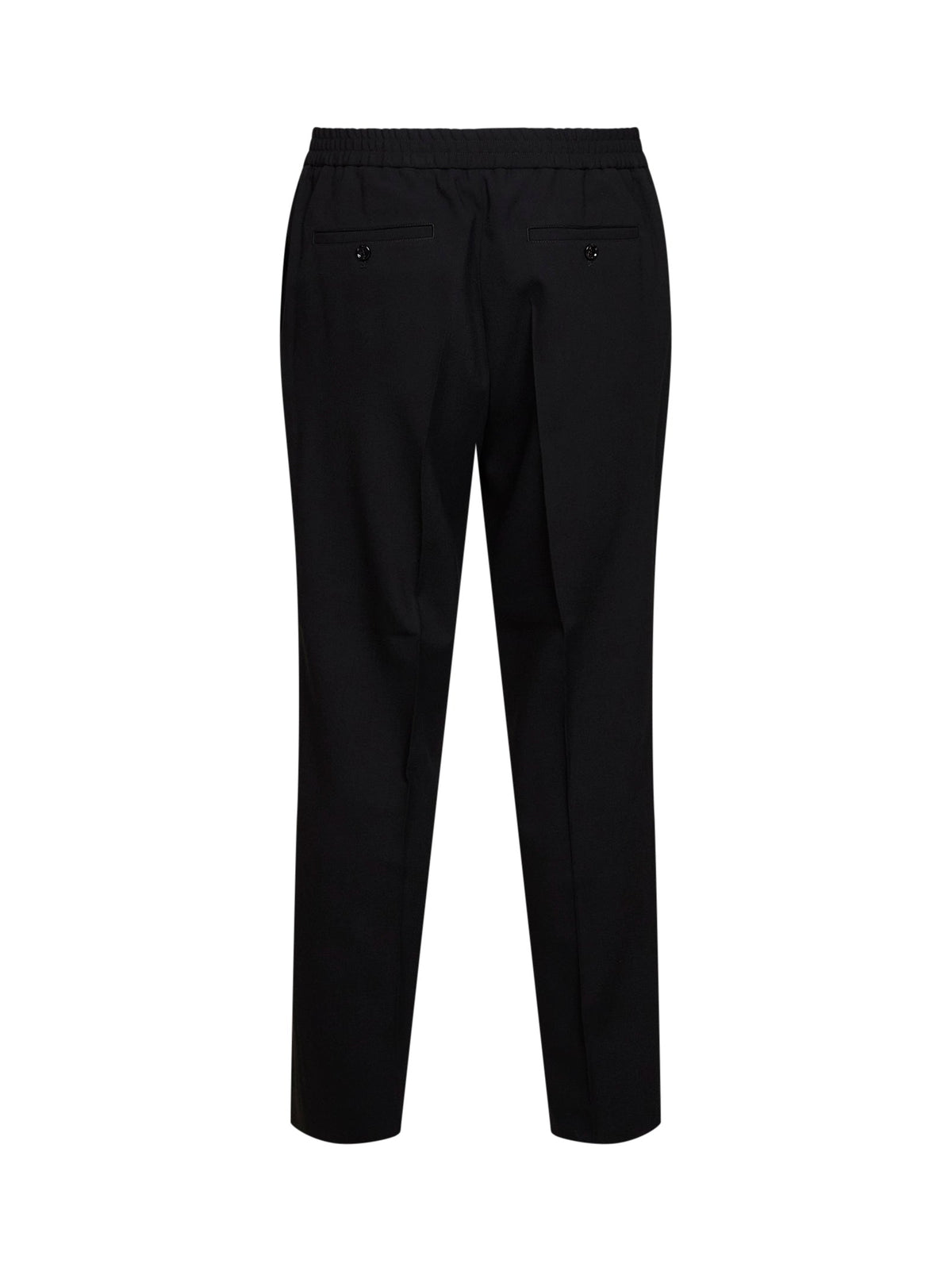 Ami Paris Men Black Wool Serge Trousers With Elasticated Waistband AMI PARIS