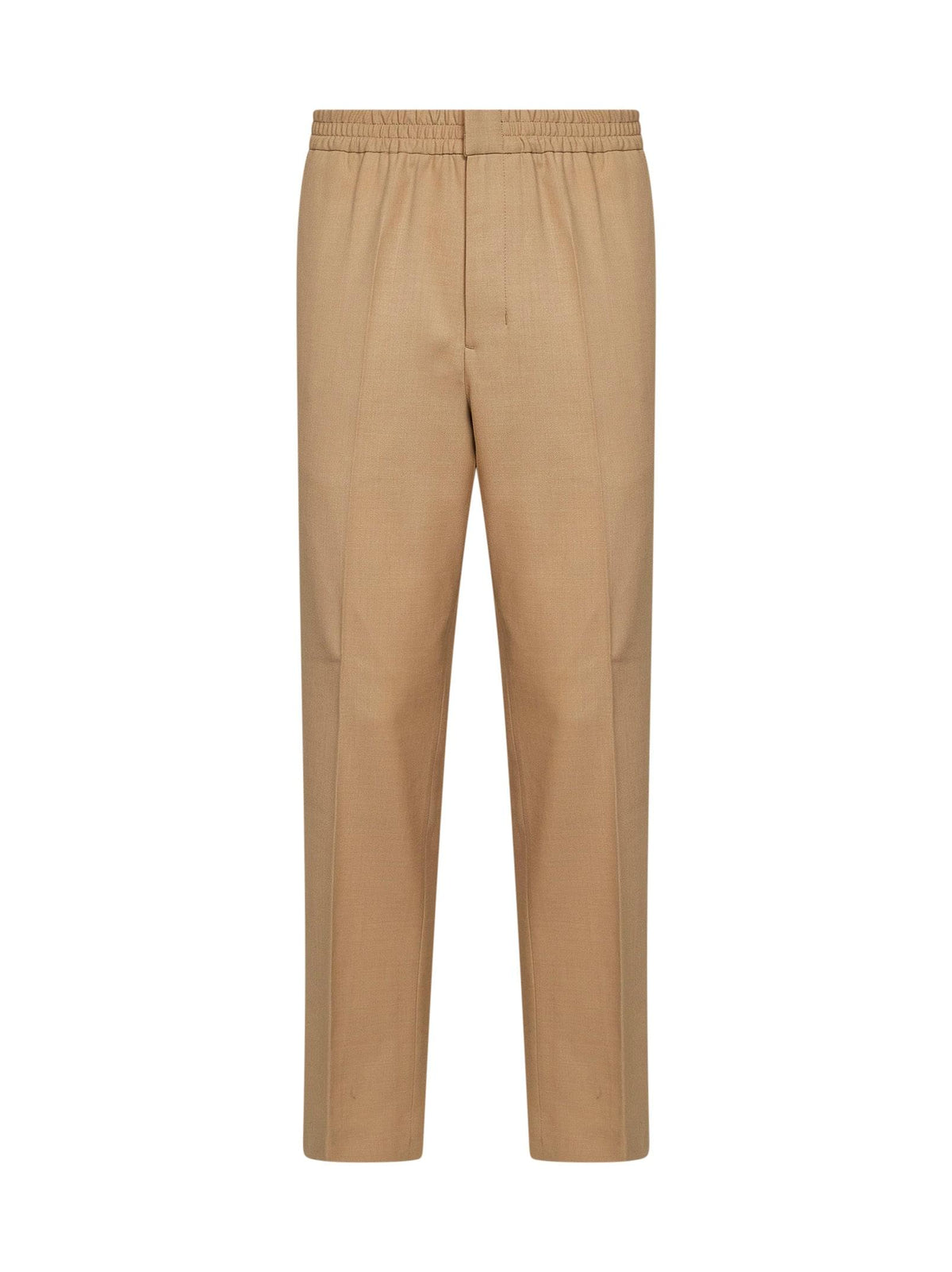 Ami Paris Men Beige Wool Serge Trousers With Elasticated Waistband AMI PARIS