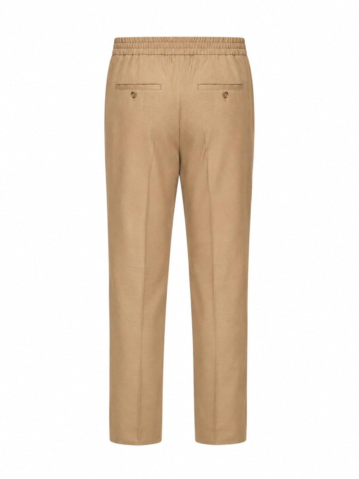 Ami Paris Men Beige Wool Serge Trousers With Elasticated Waistband AMI PARIS