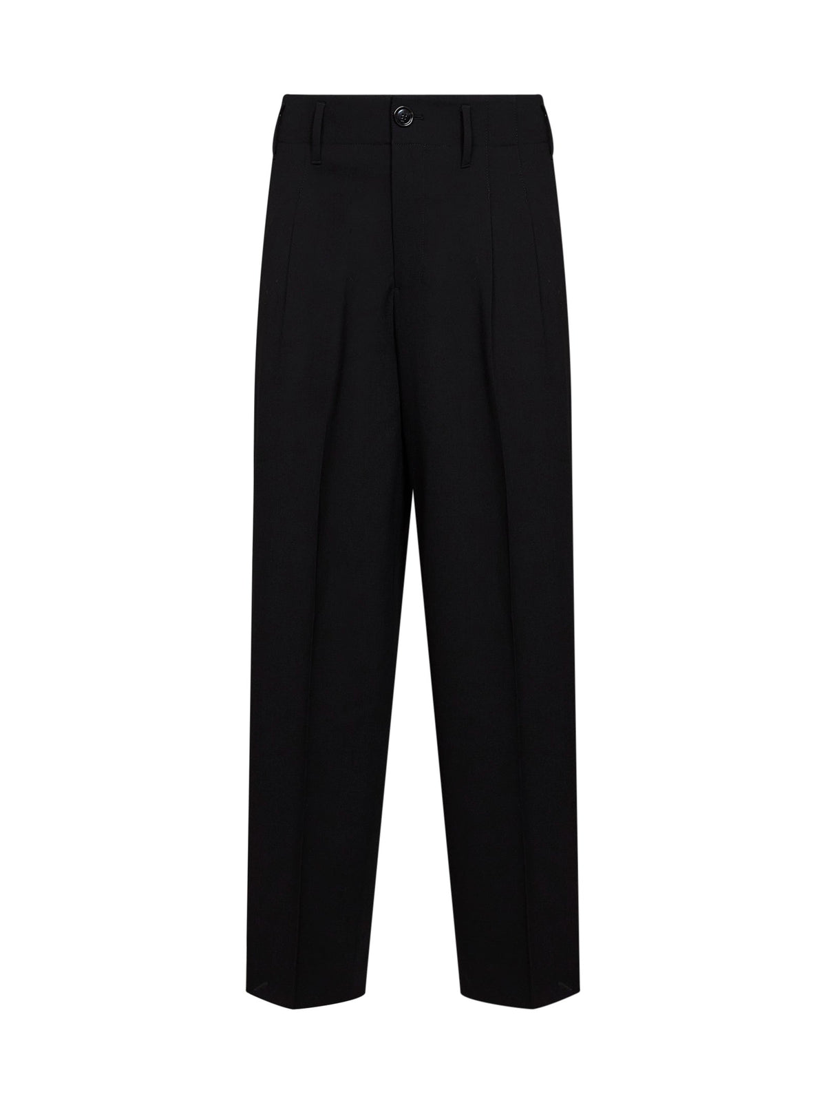 Ami Paris Men Black Wool Serge Double-Pleat Wide Trousers AMI PARIS