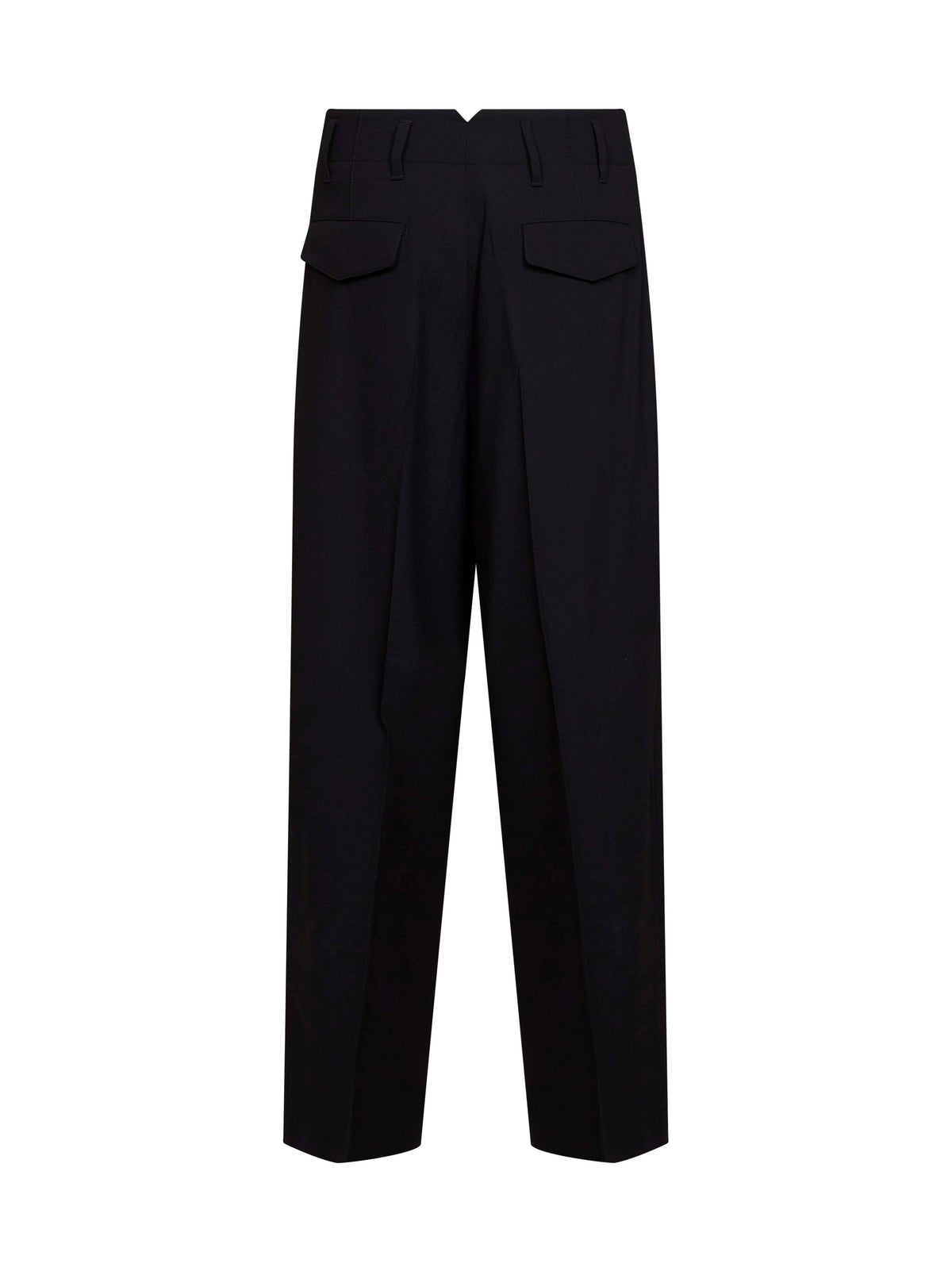 Ami Paris Men Black Wool Serge Double-Pleat Wide Trousers AMI PARIS