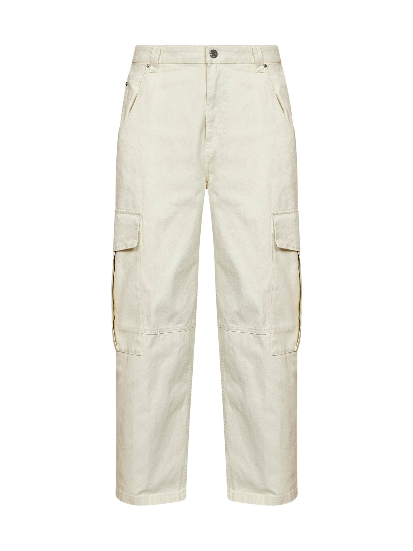 Ami Paris Men Ivory Cotton Baggy-Fit Cargo Trousers AMI PARIS