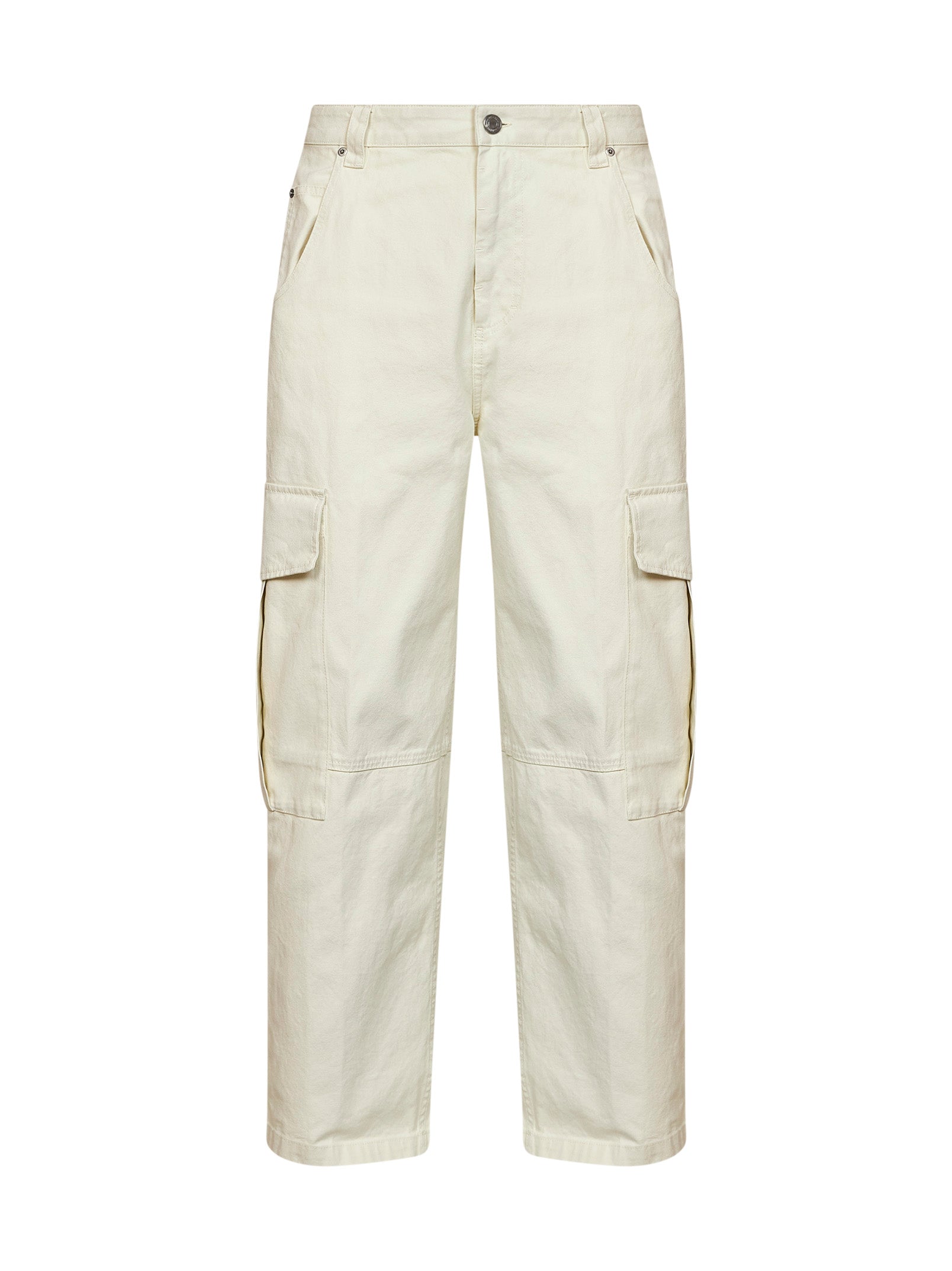 Ami Paris Men Ivory Cotton Baggy-Fit Cargo Trousers AMI PARIS