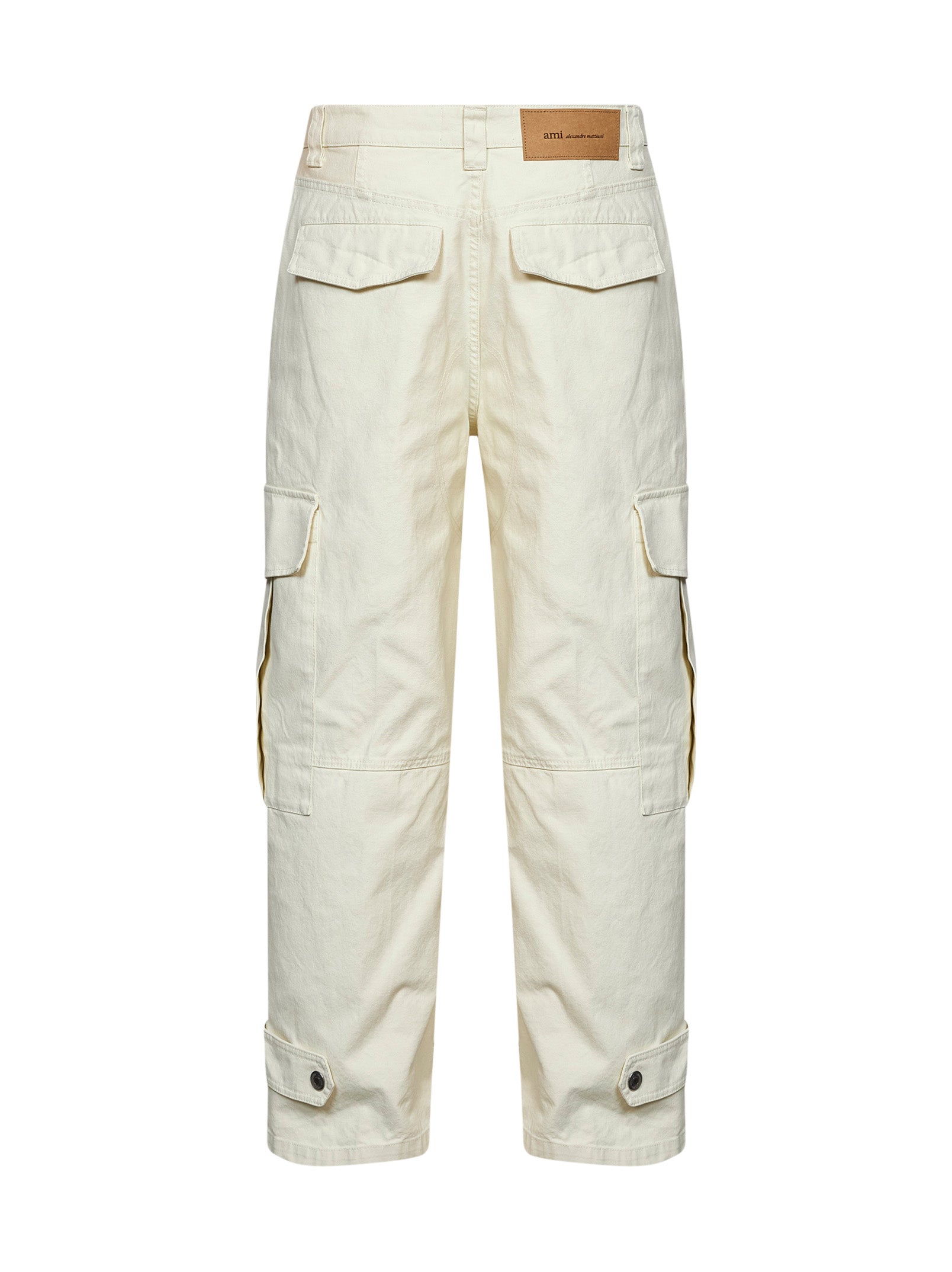 Ami Paris Men Ivory Cotton Baggy-Fit Cargo Trousers AMI PARIS