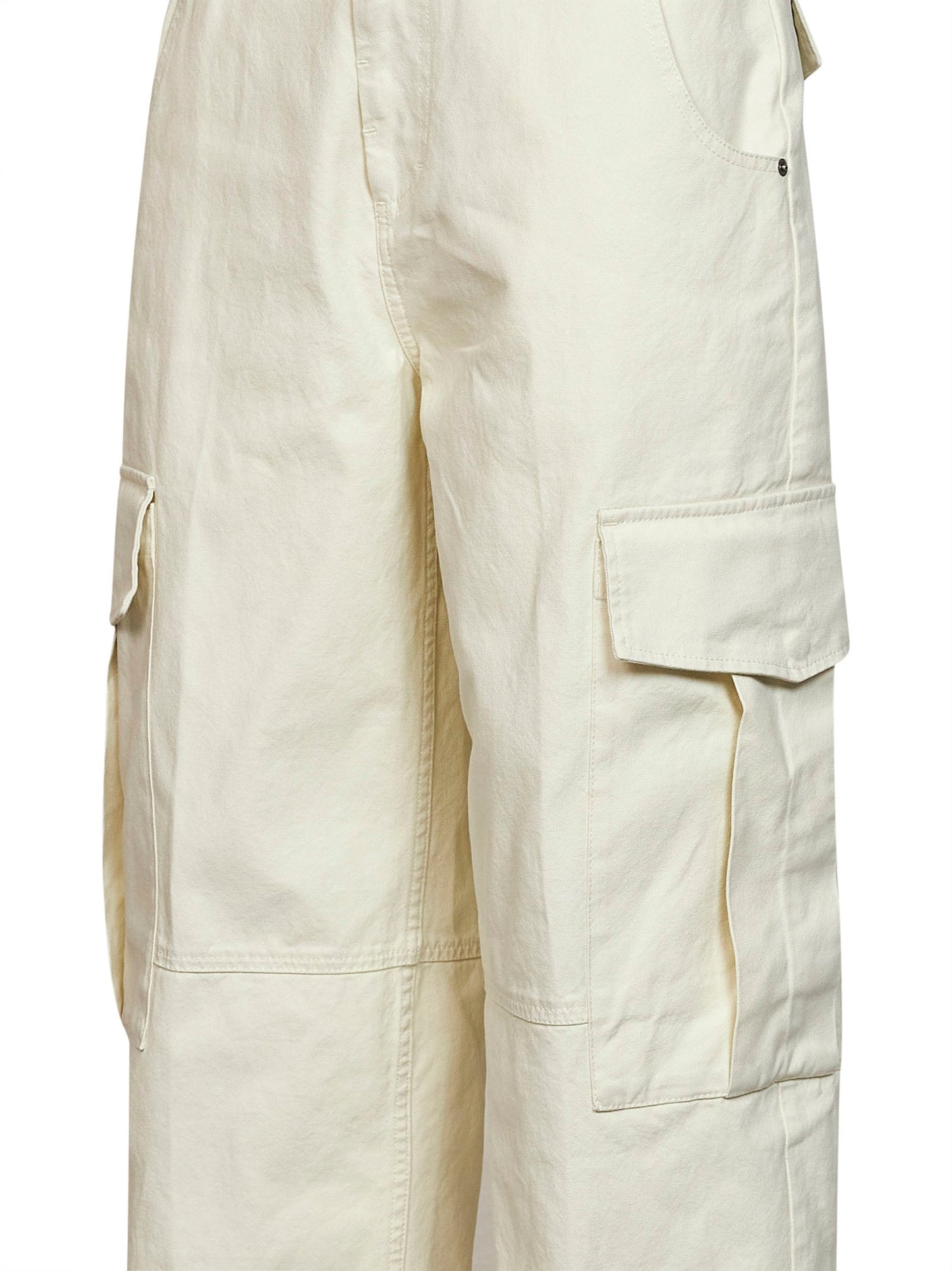 Ami Paris Men Ivory Cotton Baggy-Fit Cargo Trousers AMI PARIS