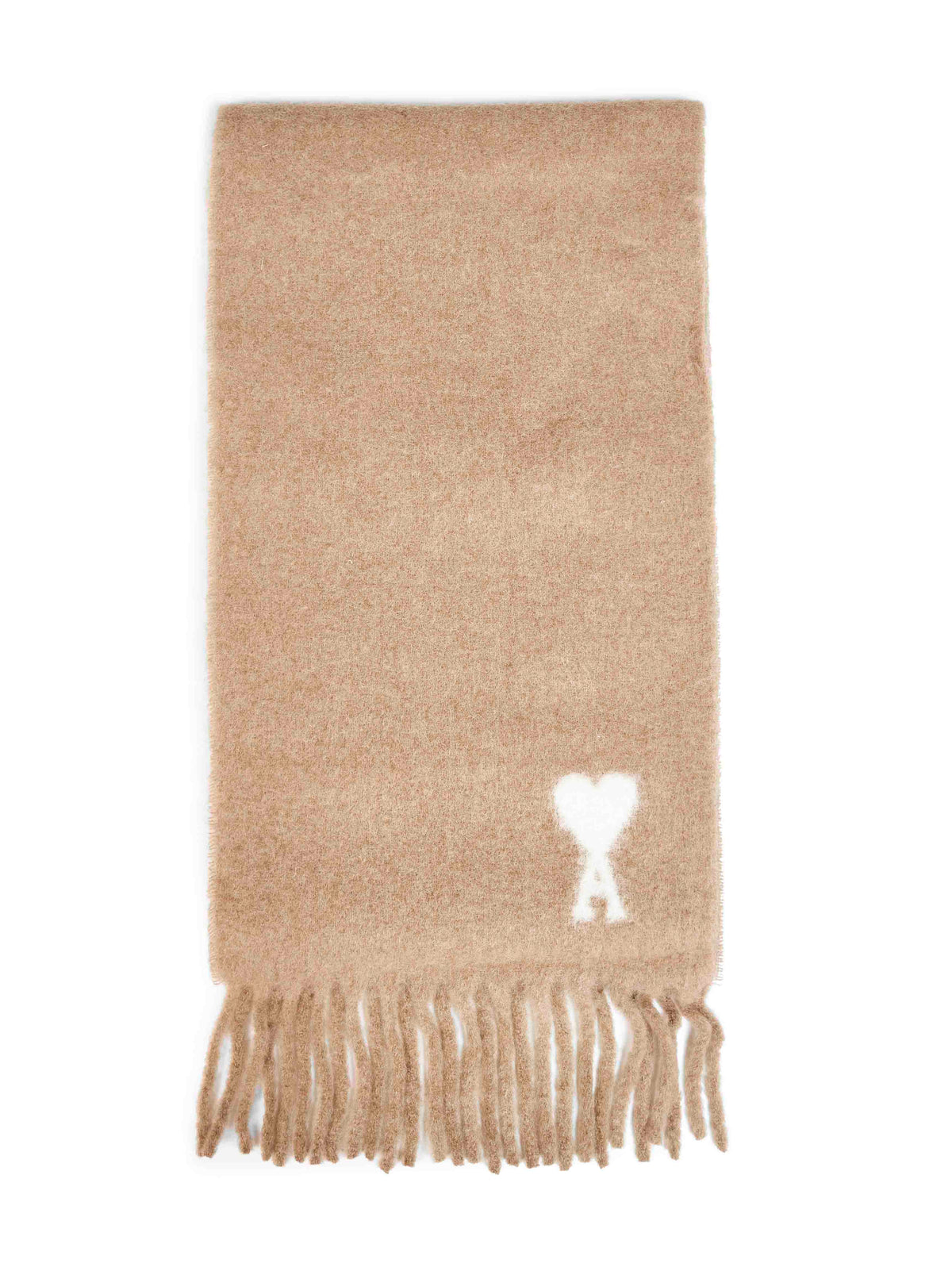Ami Paris Men Beige Alpaca And Wool Blend Ami De Cœur Scarf AMI PARIS
