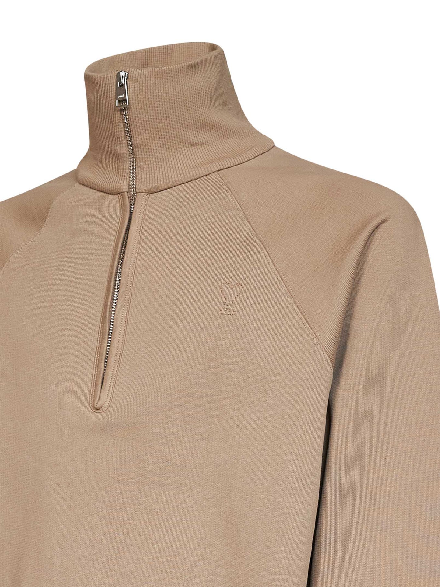Ami Paris Men Beige Cotton Ami De Cœur Half-Zip Sweatshirt AMI PARIS