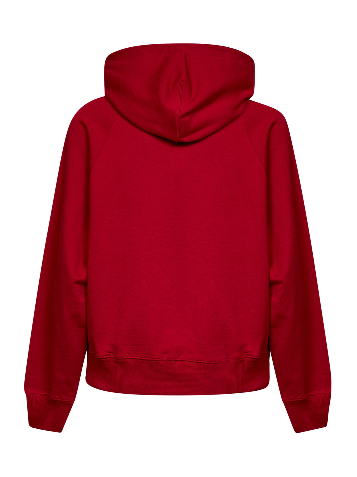 Ami Paris Men Red Loopback Cotton Hoodie With Ami Paris Embroidery AMI PARIS