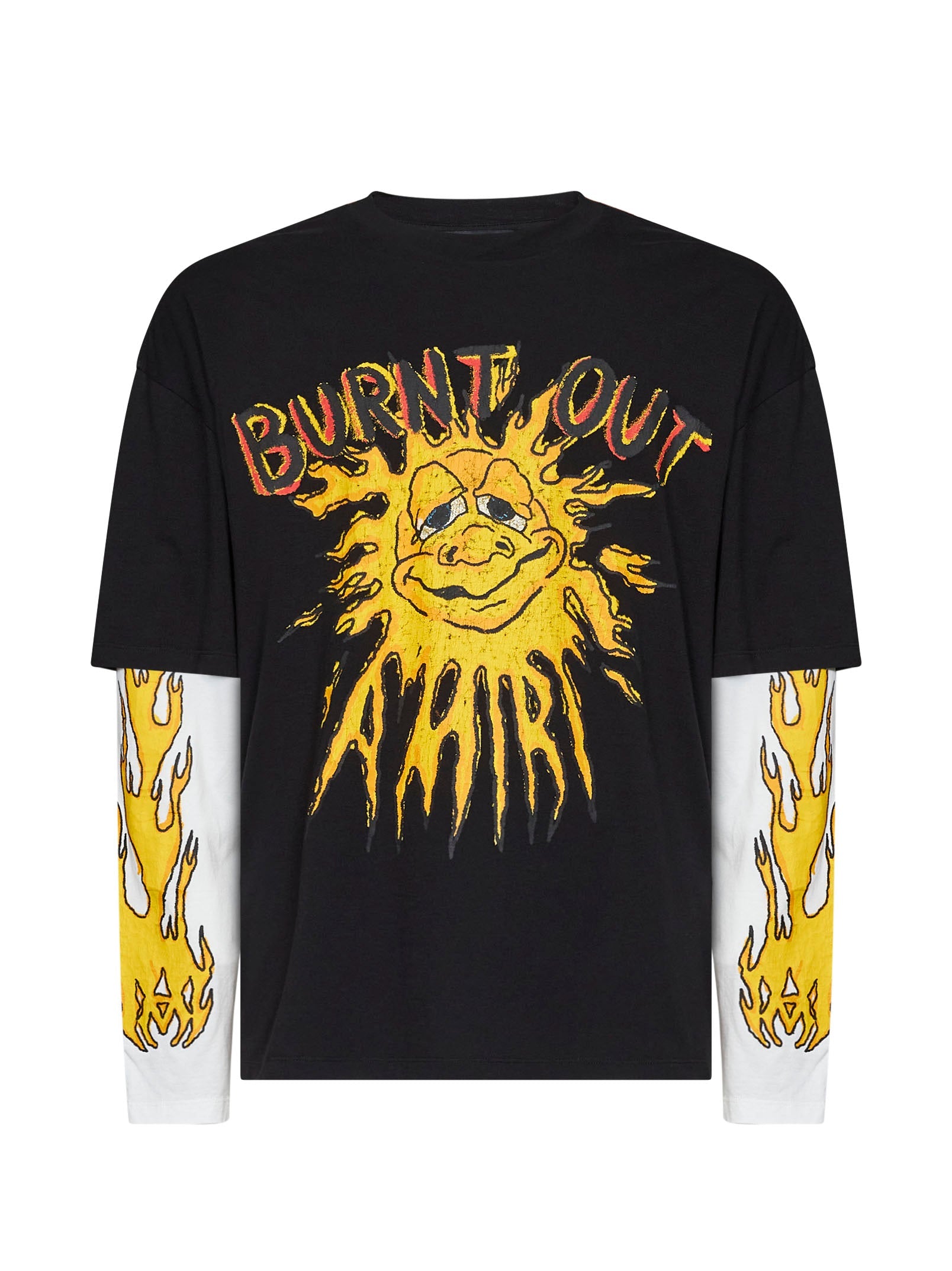Amiri Men Black Cotton Jersey Burnt Out Double-Sleeve T-Shirt AMIRI
