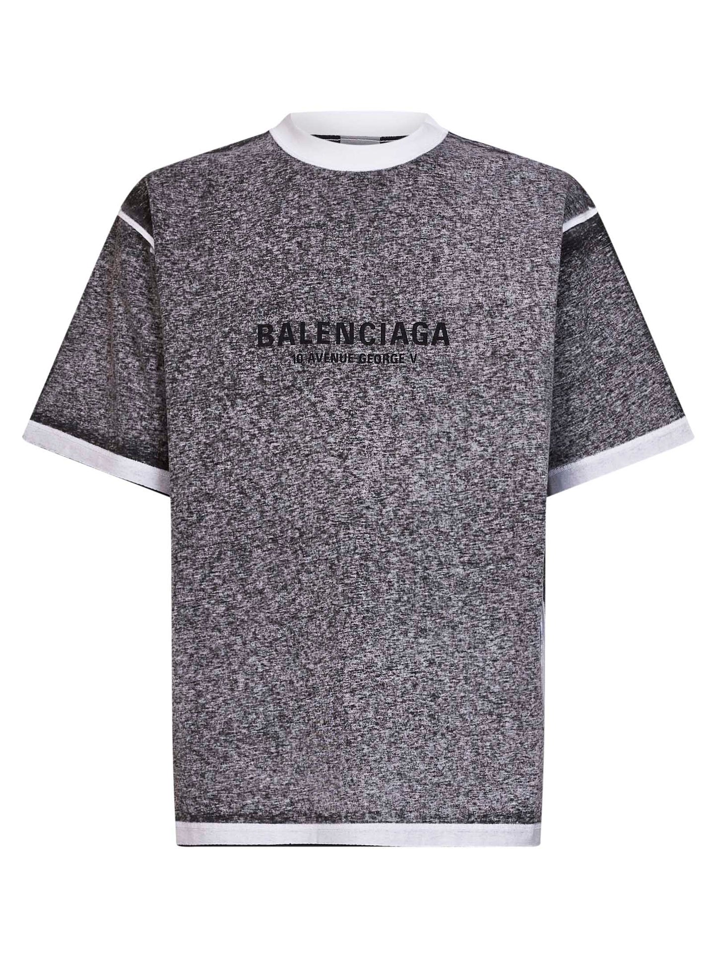 Balenciaga Men Black Heathered-Effect Jersey Regular Fit T-Shirt BALENCIAGA