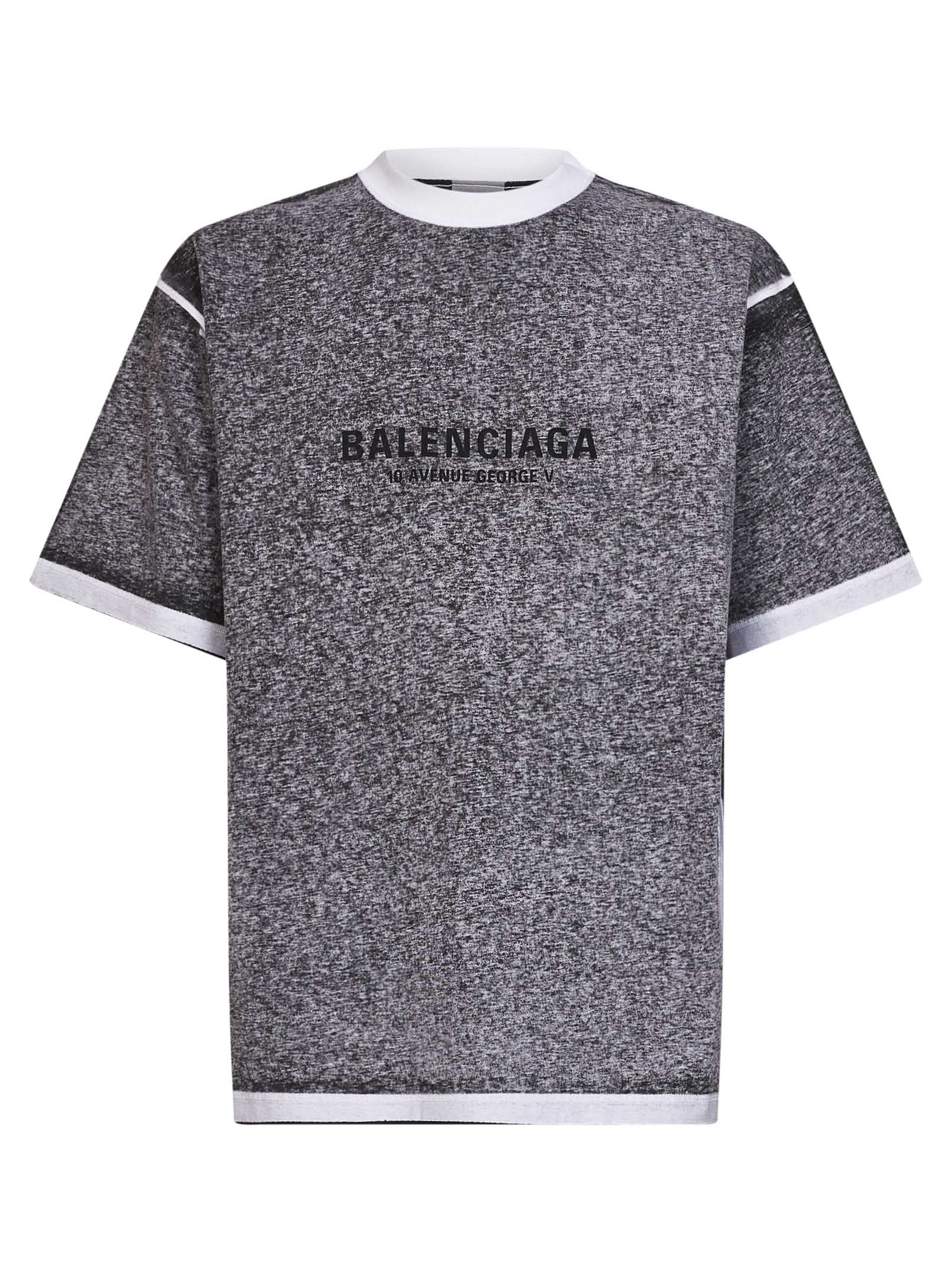 Balenciaga Men Black Heathered-Effect Jersey Regular Fit T-Shirt BALENCIAGA
