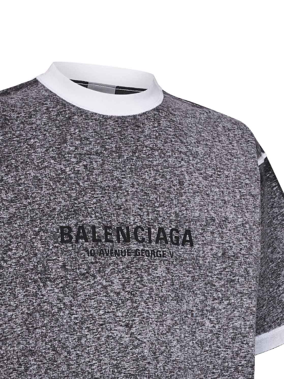 Balenciaga Men Black Heathered-Effect Jersey Regular Fit T-Shirt BALENCIAGA