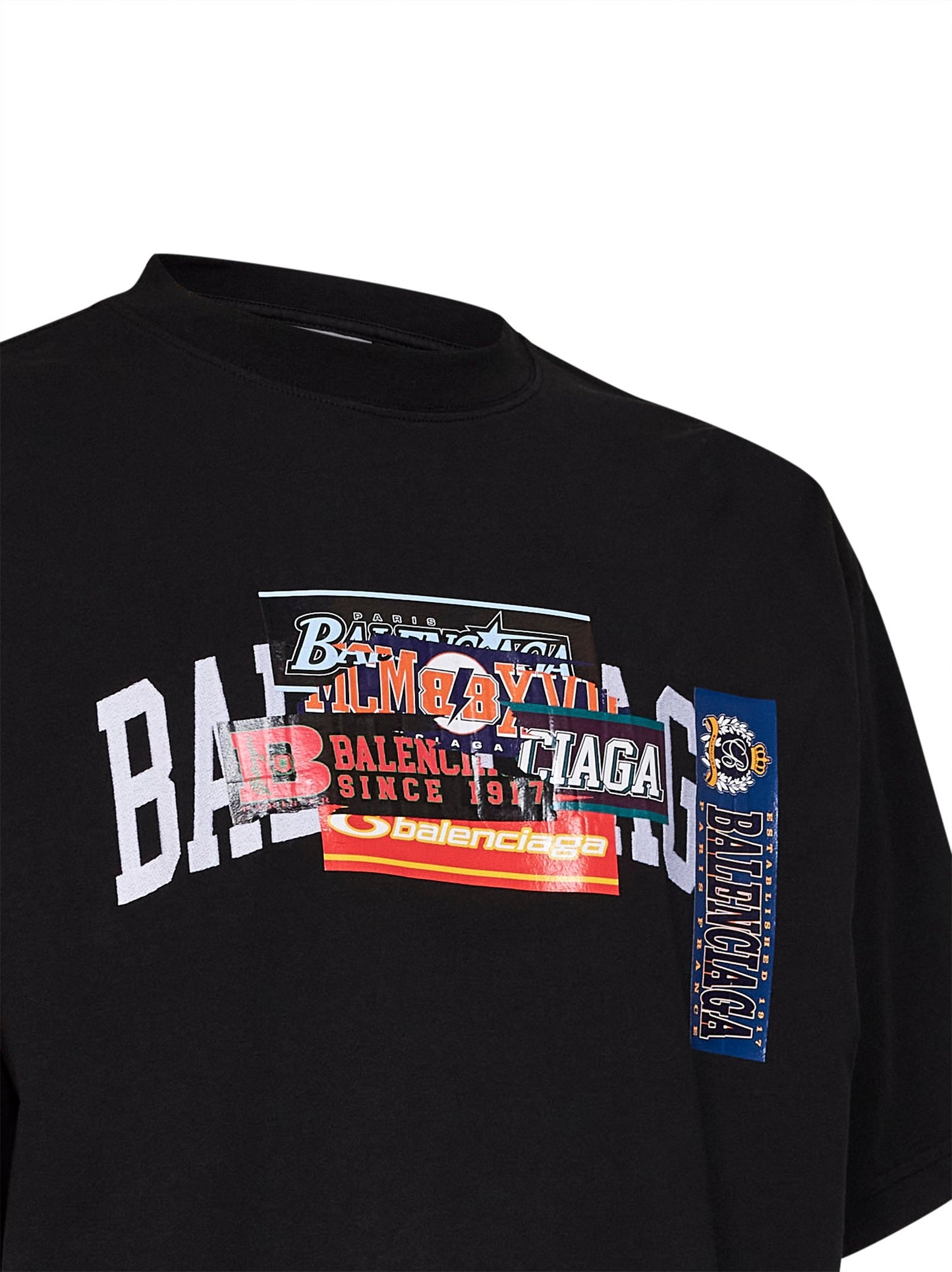 Balenciaga Men Black Bumper Stickers Medium Fit T-Shirt BALENCIAGA
