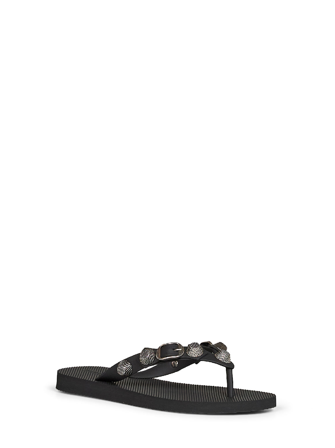 Balenciaga Women Black Recycled Rubber Cagole Thong Sandals BALENCIAGA