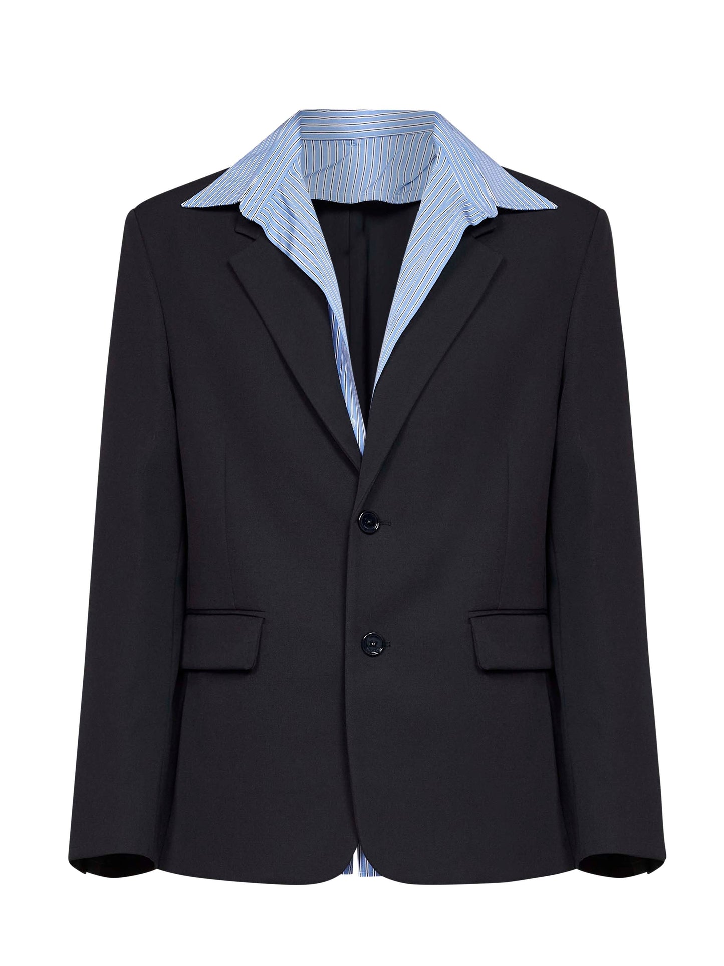 Balenciaga Men Dark Navy Wool Twill Hybrid Shirt Jacket BALENCIAGA