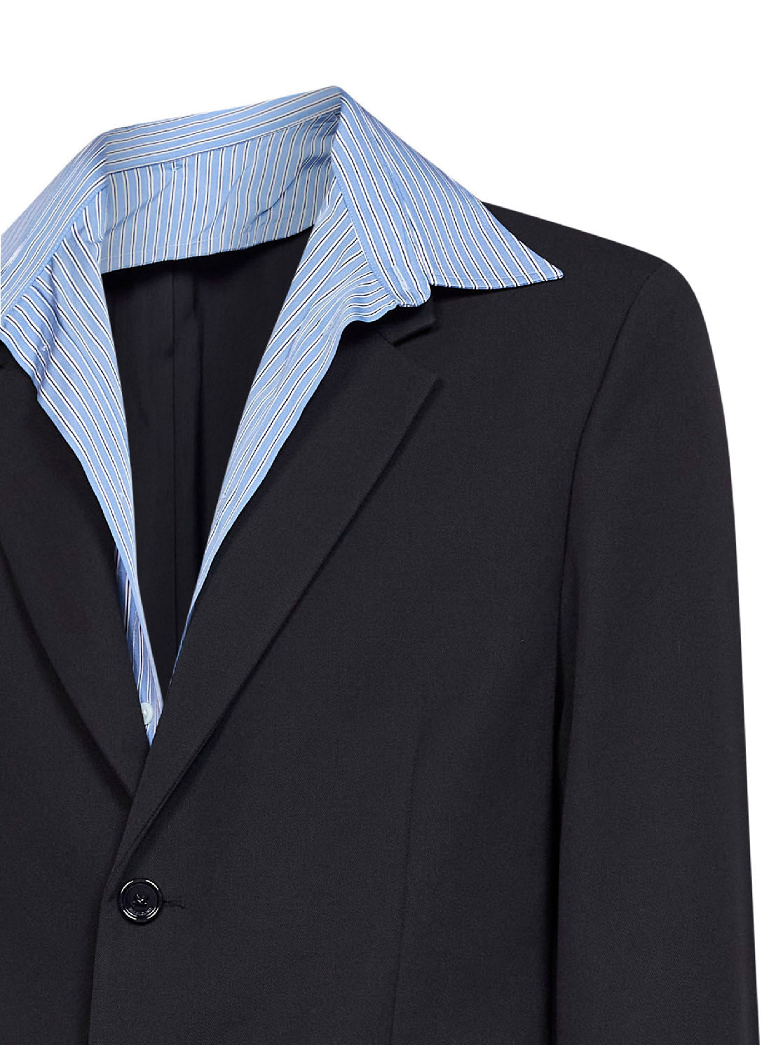 Balenciaga Men Dark Navy Wool Twill Hybrid Shirt Jacket BALENCIAGA