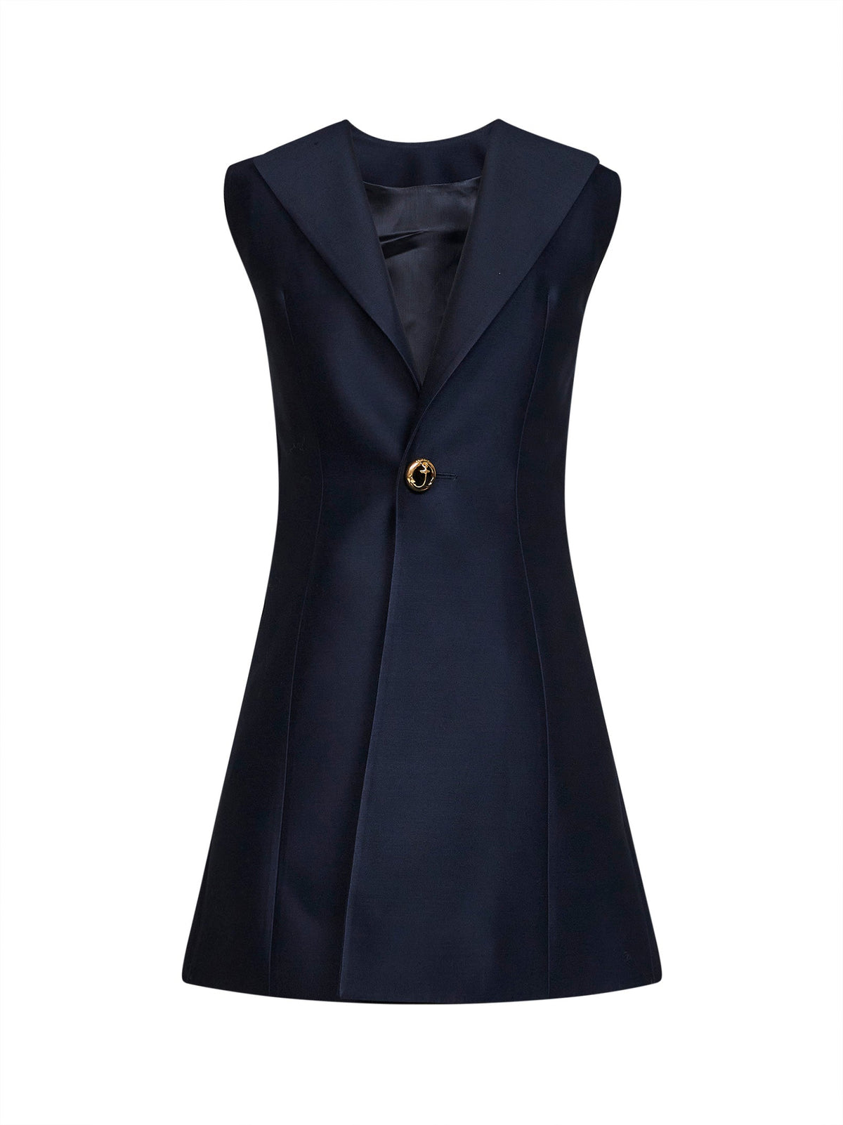 Balenciaga Women Navy Blue Wool And Silk Blazer-Style A-Line Mini Dress BALENCIAGA