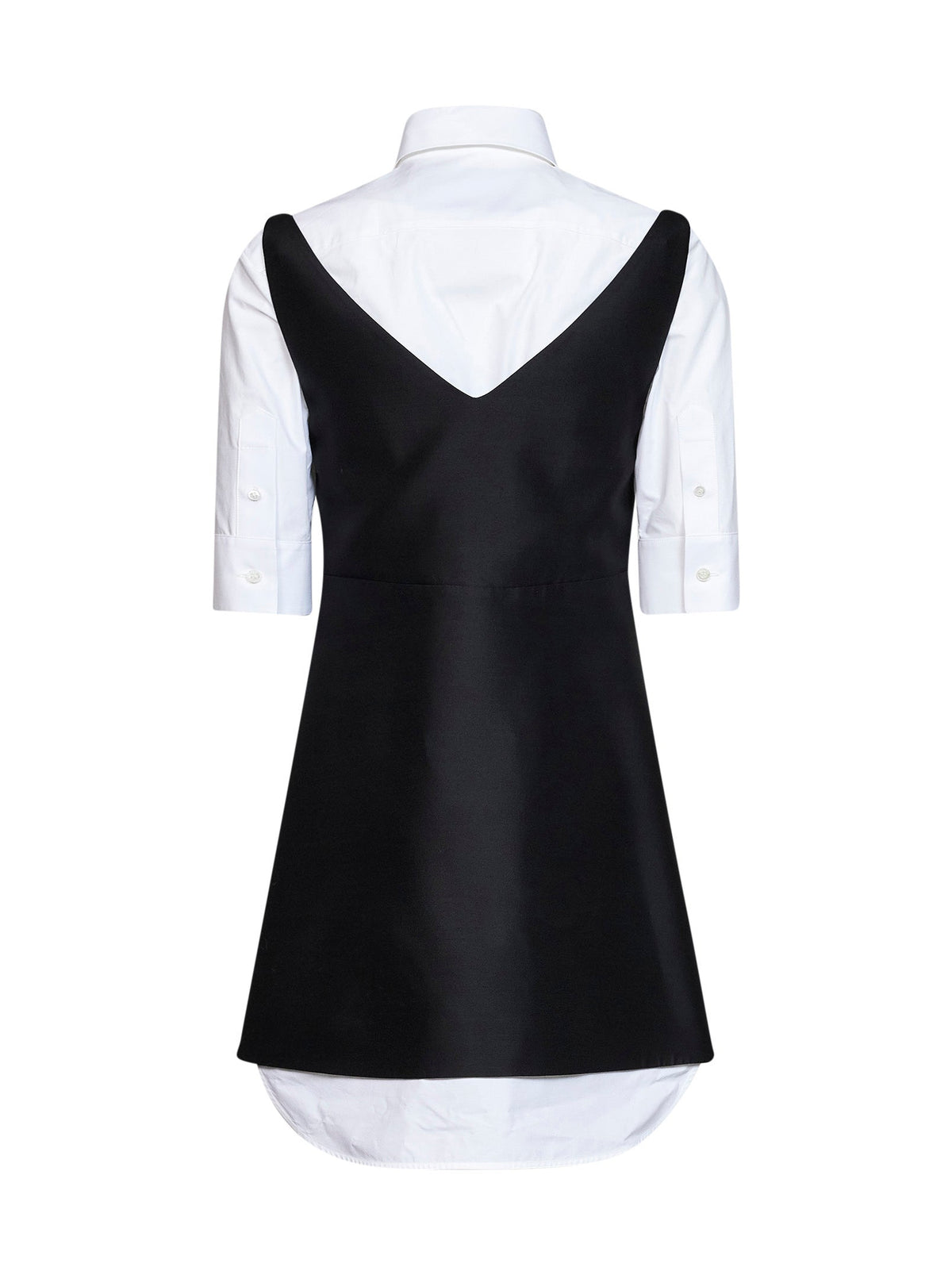 Balenciaga Women Black Wool And Silk Blend Mini Hybrid Shirt Dress BALENCIAGA