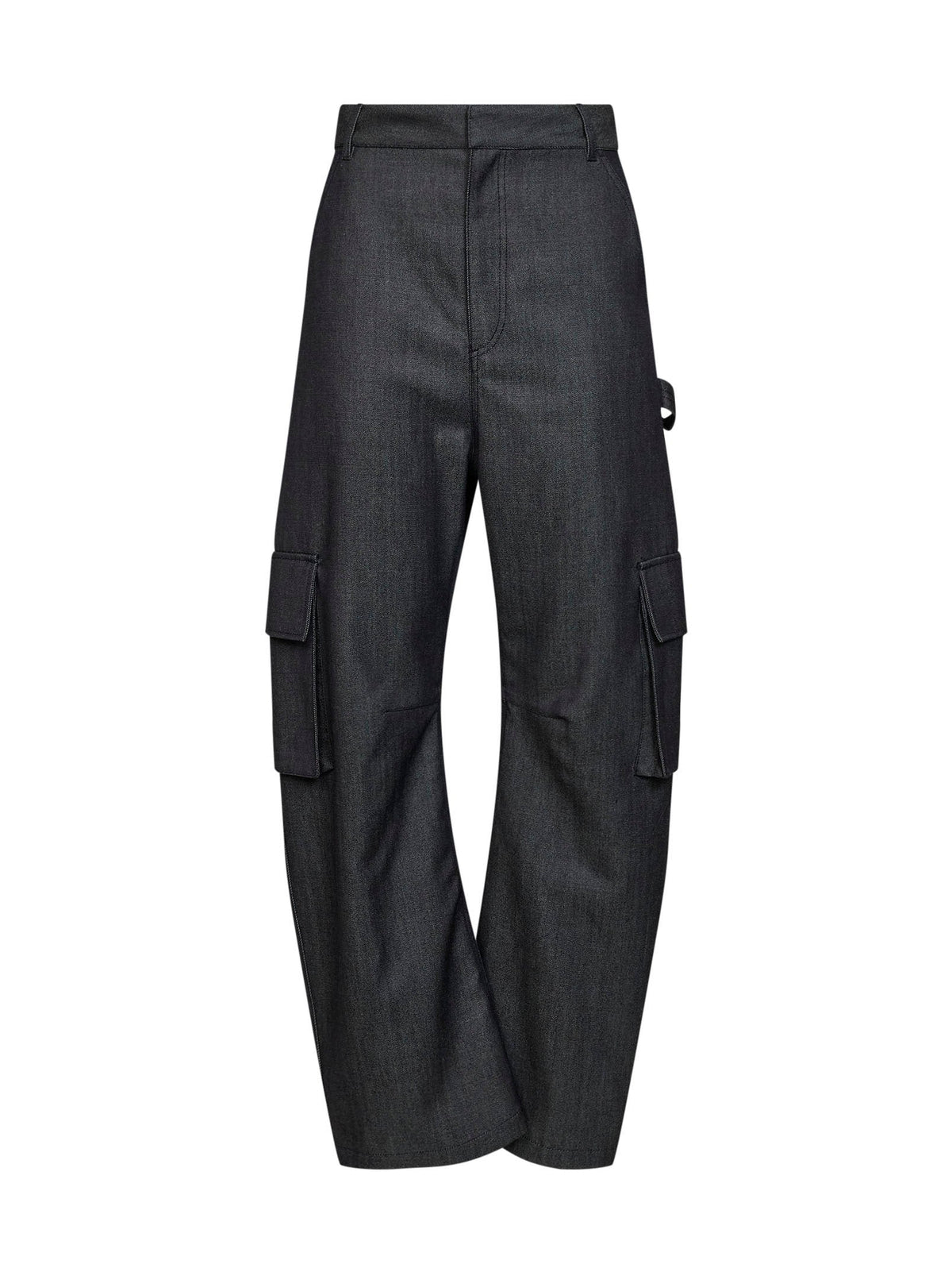 Balenciaga Women Dark Navy Twill Relaxed Cargo Pants BALENCIAGA